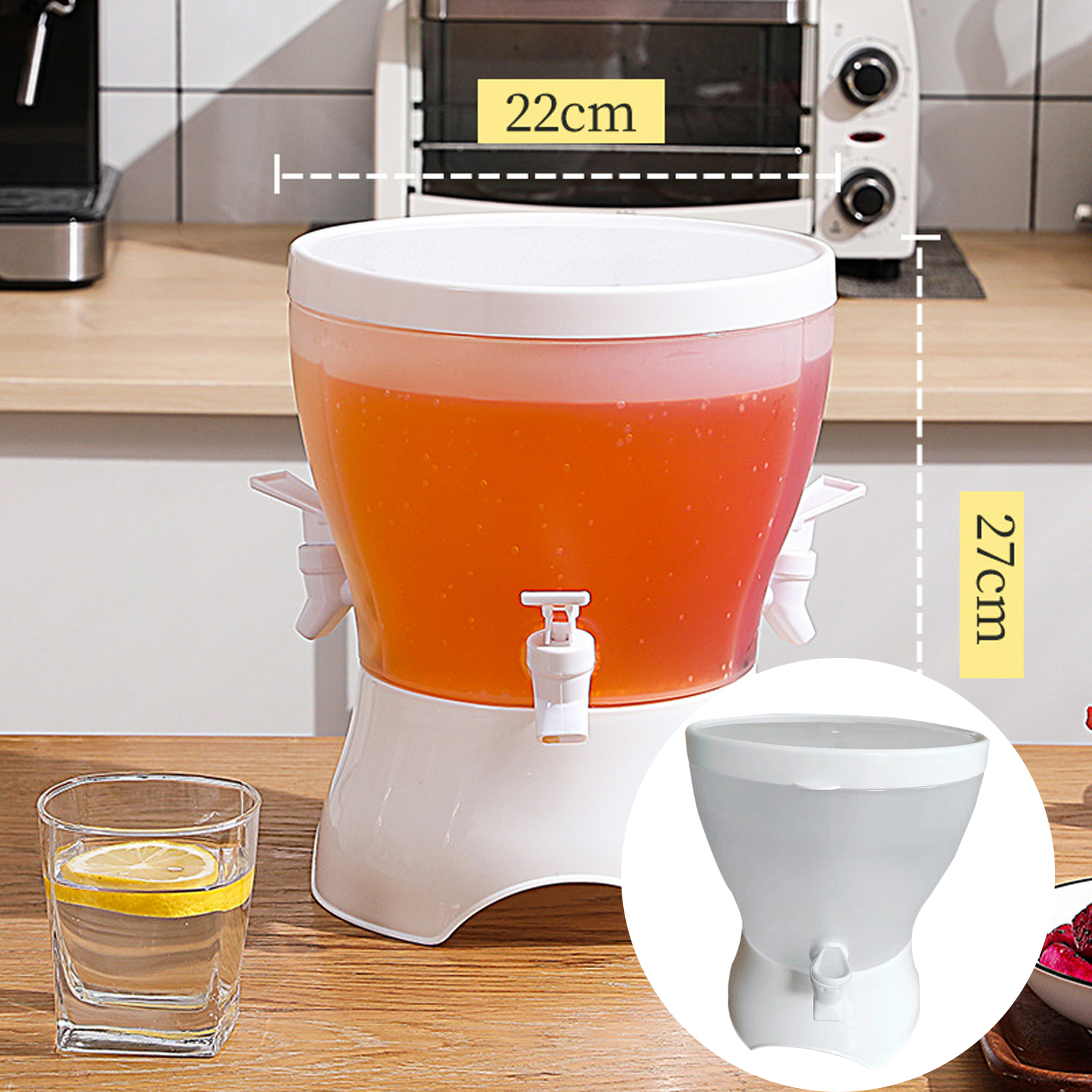 Cold Water Bottle with 3 Compartments and Faucet Beverage Storage Container Heat Resistant Kettle Clear Fruit Juice Container