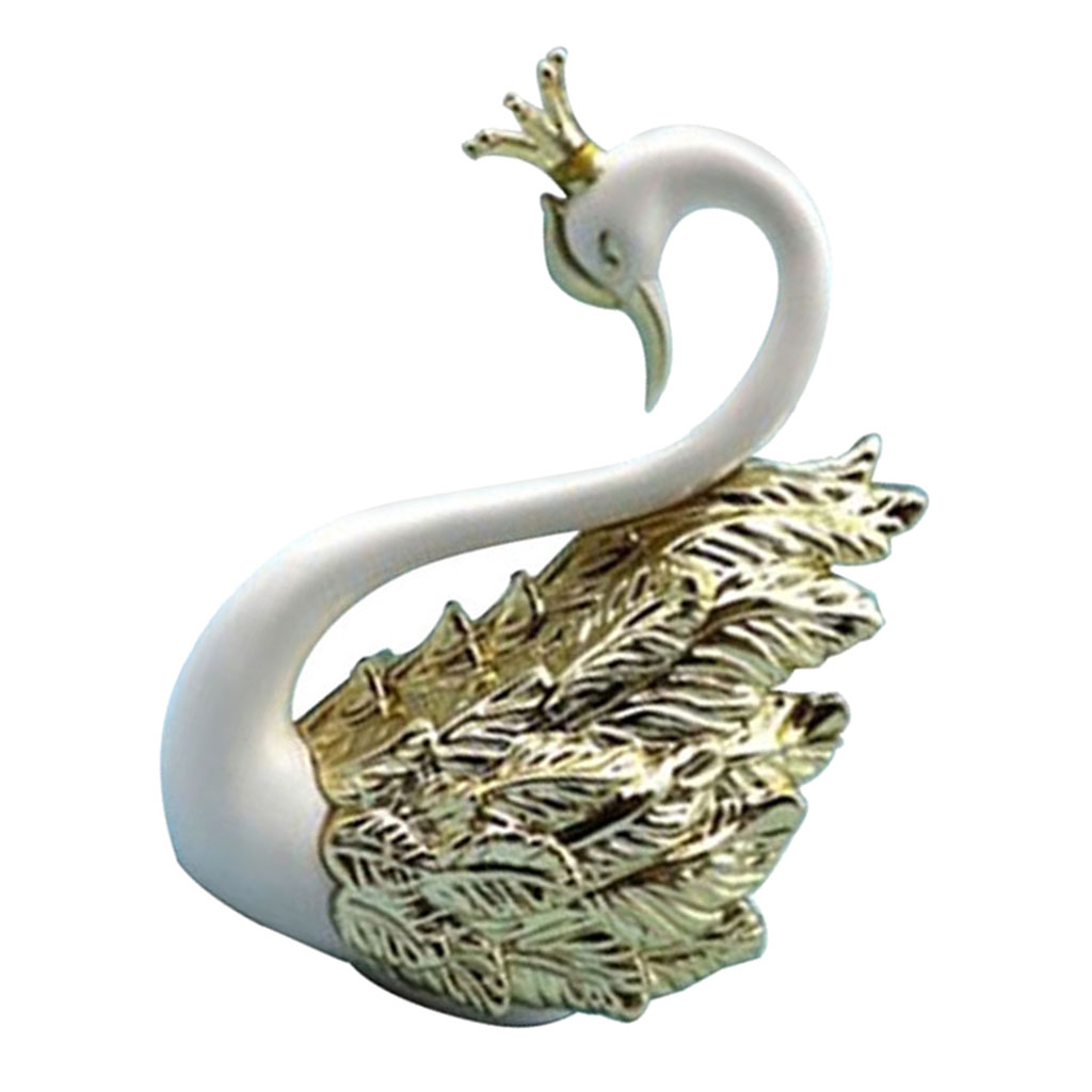 Resin Swan Statue Animal Figurine Ornament For Cake Topper Desktop Decor