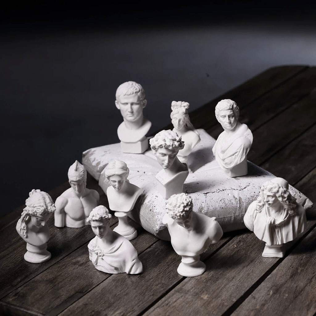 10 Greek Mythology Figurine Head Portraits Bust Mini Gypsum Statue Drawing Practice Crafts Plaster Sculpture Decor Home Office