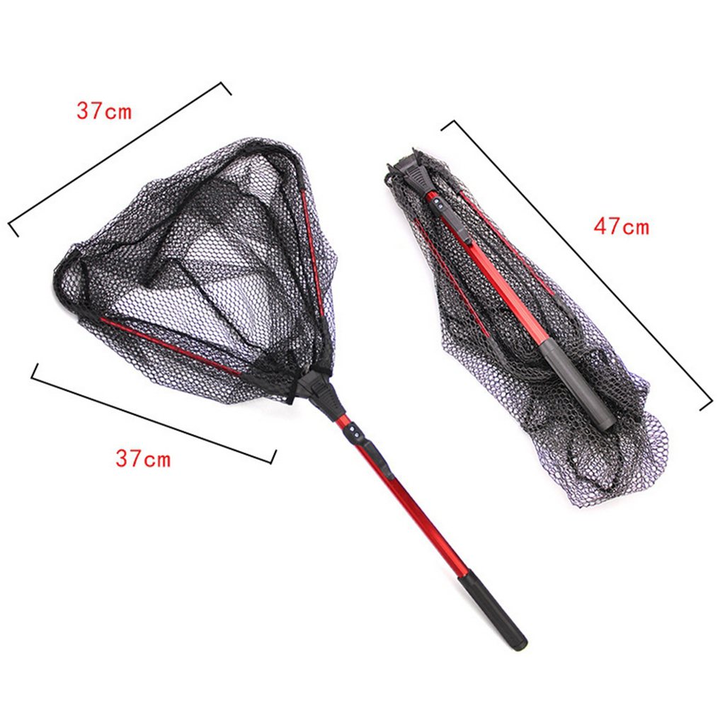Foldable Trilateral Fishing Landing Net Brail Telescopic Handle 80cm