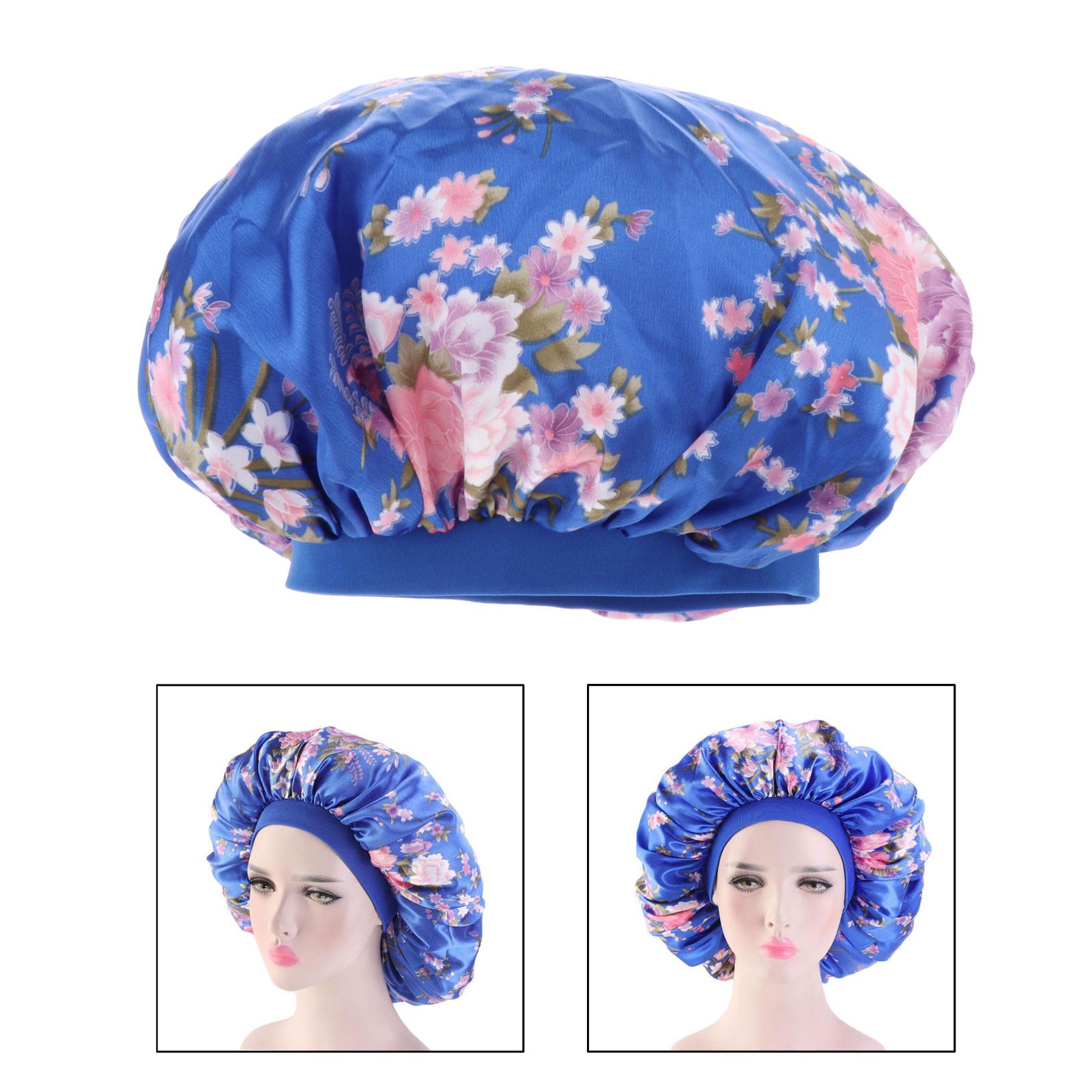 Satin Night Sleep Cap Hair Bonnet Hat Head Cover Satin Wide Band Jumbo Size