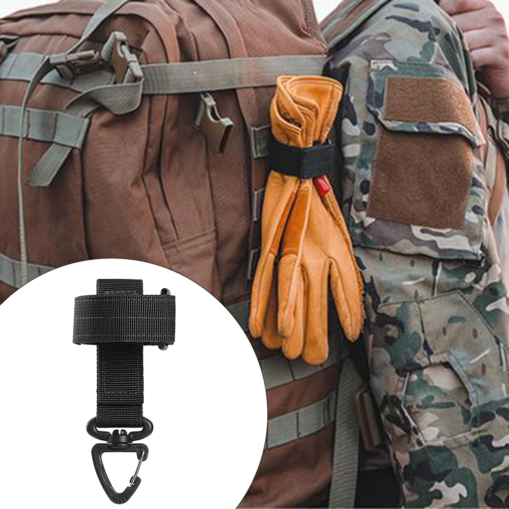 Glove Holder Strap Hiking Climbing Rope Hanger Hanging Hook for Belt Molle Backpack Keys Anti-lost Webbing Grabber Hook Clip