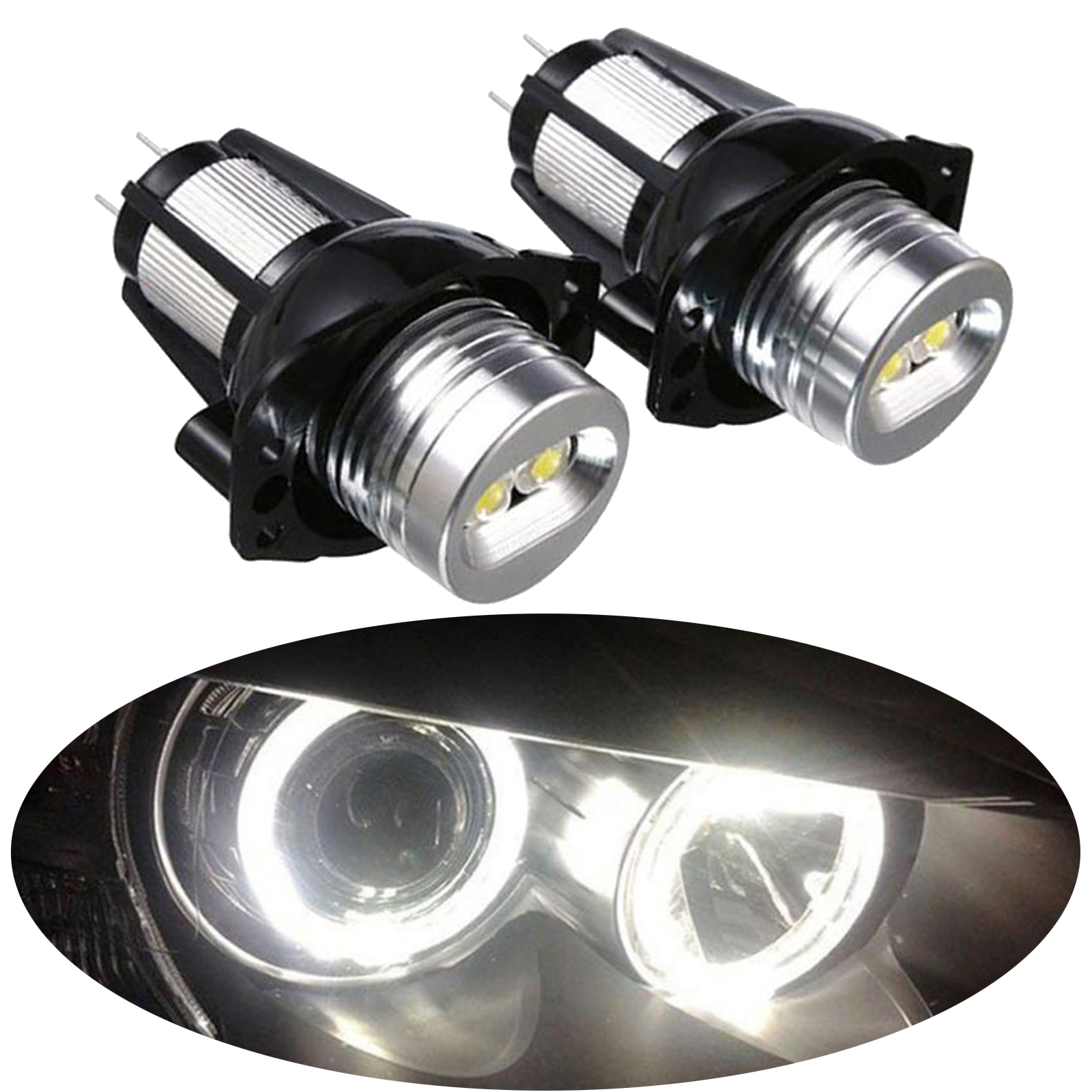 2Pcs High Power Angel Eyes Light Bulb, 12W 12V 6000K, Compatible with  E90 E91 05-08 Replace Parts Accessories