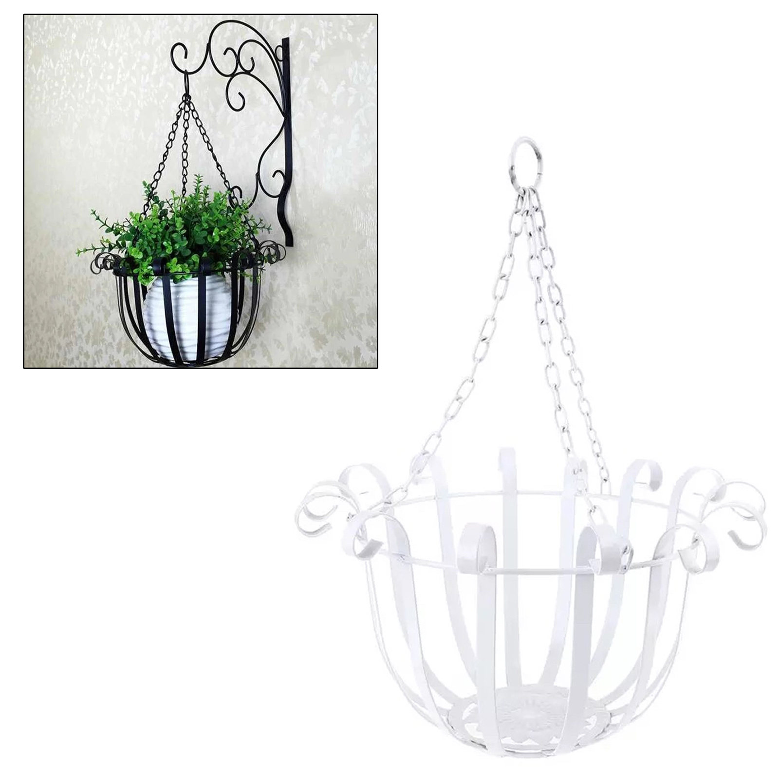 Heavy Duty Hanging Basket Brackets Leaf Shape Metal Plant Hooks Stand Flowerpot Holder Porch Garage Planter Flower