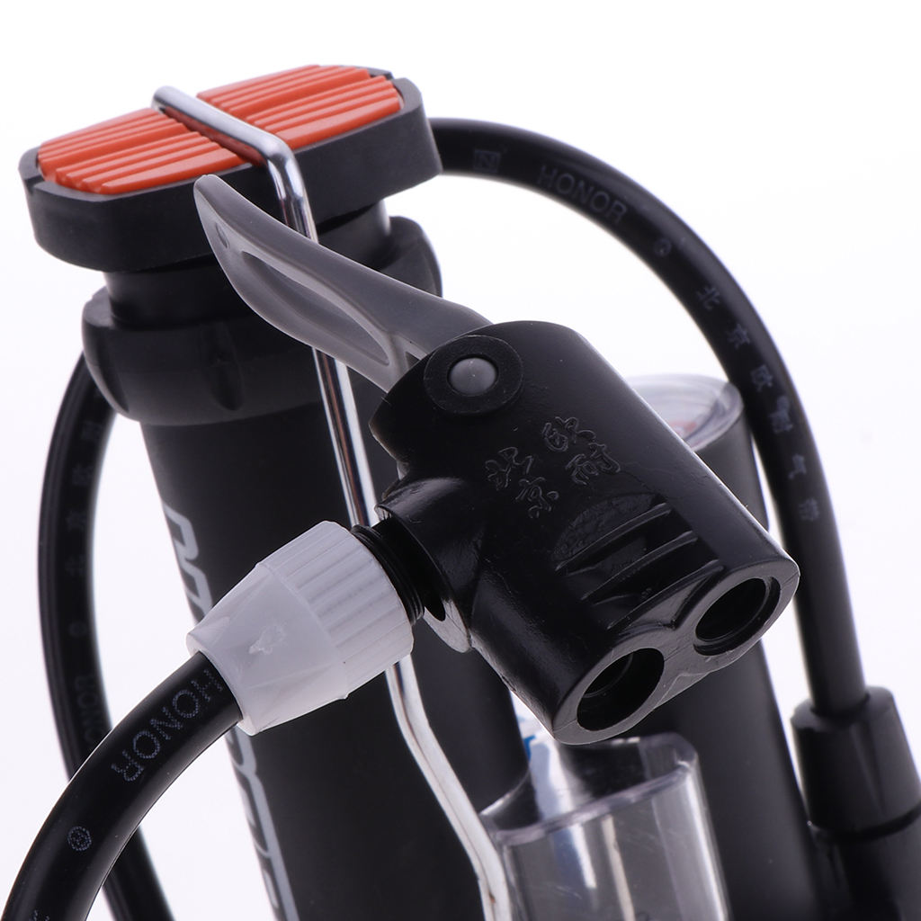 Portable Foot Activated Floor Pump Bike Foot Pump with Gauge, Suitable for Bike Tire, Motorcycle Tire and Inflatable Ball
