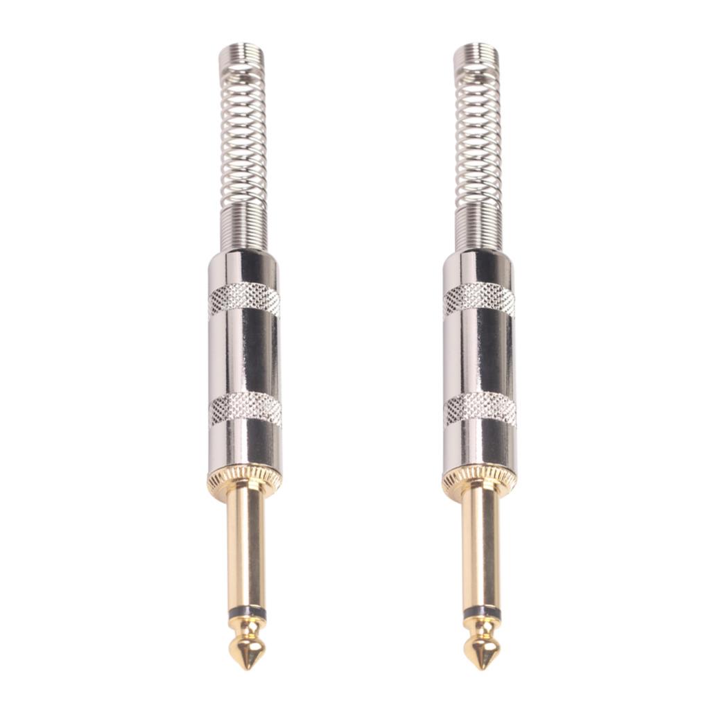 2x 1/4inch TS 6.35mm Mono Plug for Speaker Microphone Guitar Bass Audio Cables