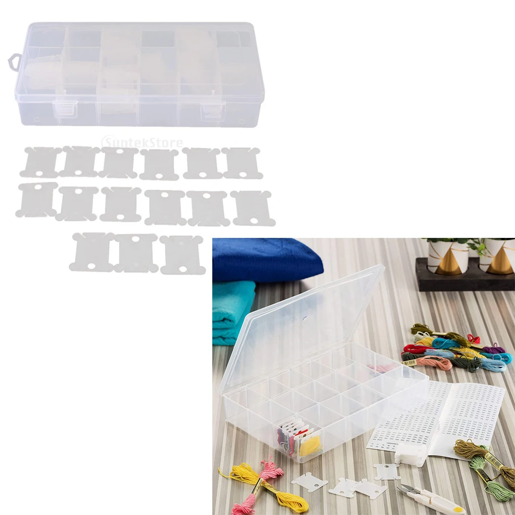 18 Compartments Embroidery Floss Organizer Box + 120pcs Winding Floss Bobbin