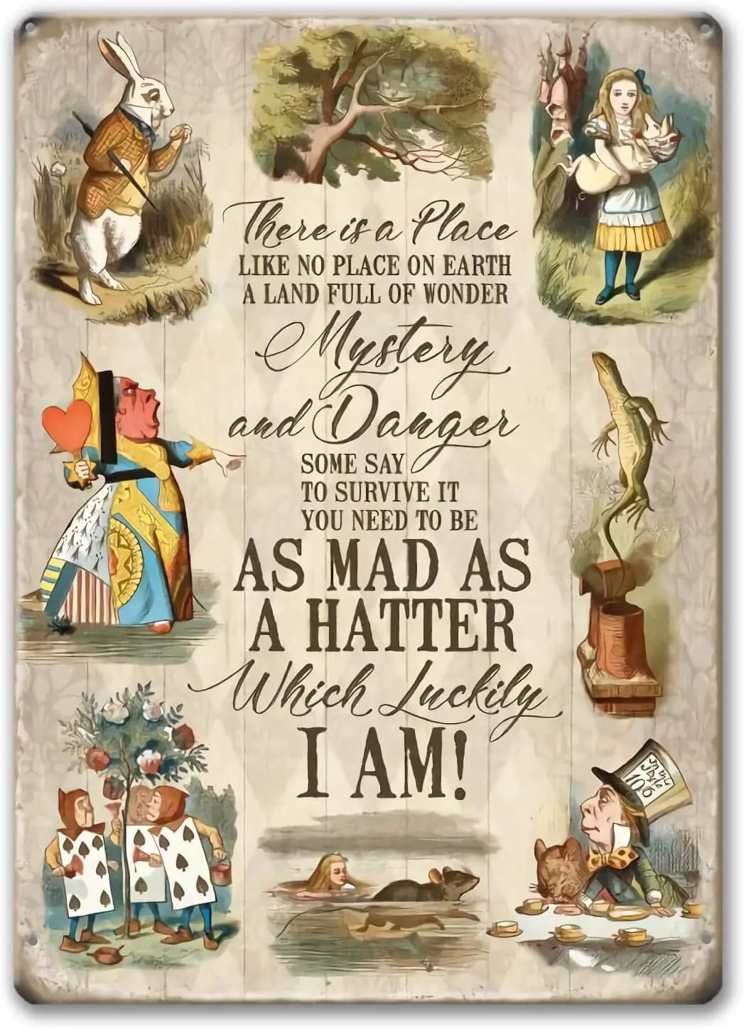 alice in wonderland metal tin sign reproduction metal wall plaque 