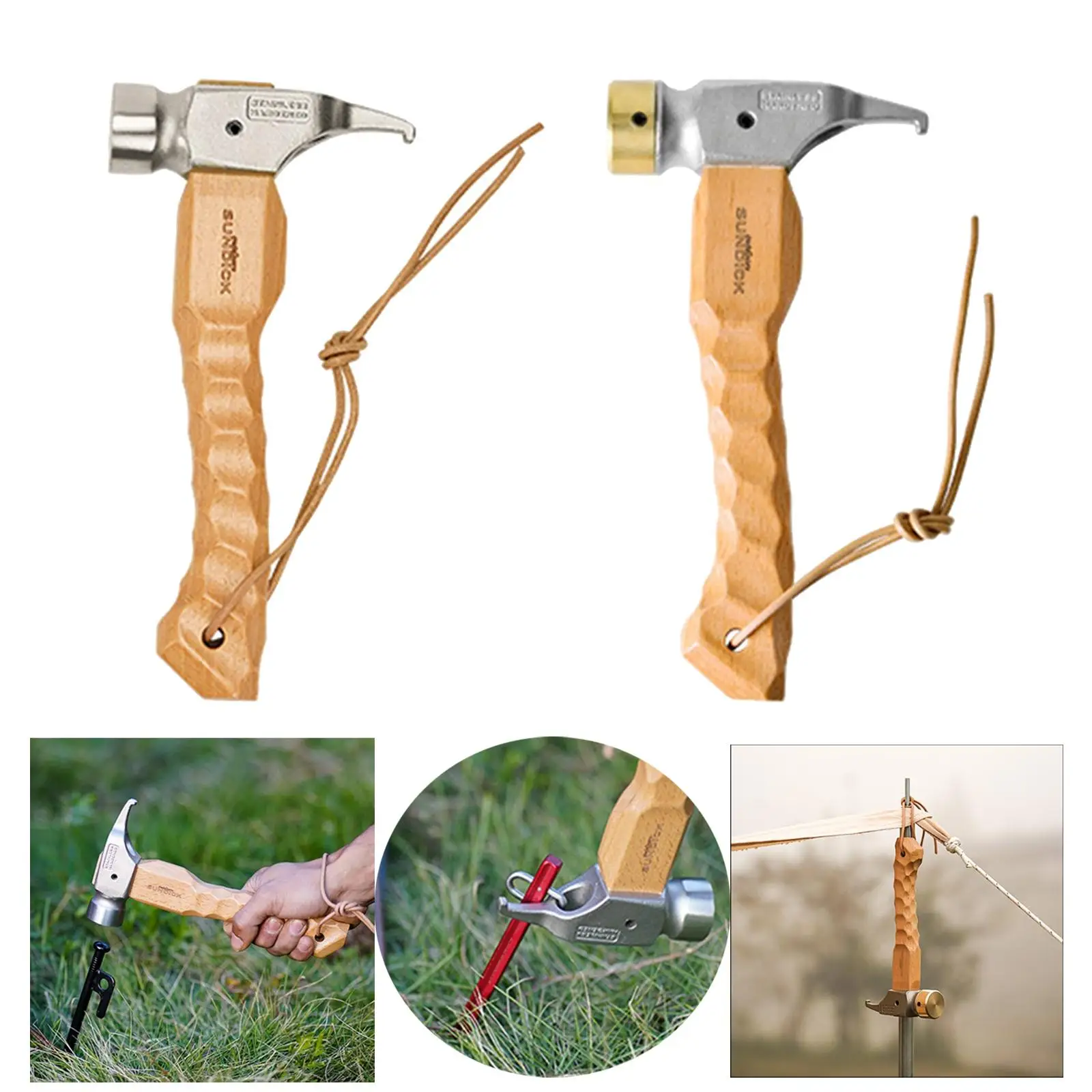 Multi-Function Portable Tent Mallet Nails Puller Hammer Lightweight Stainless Steel Camping Hiking Accessories
