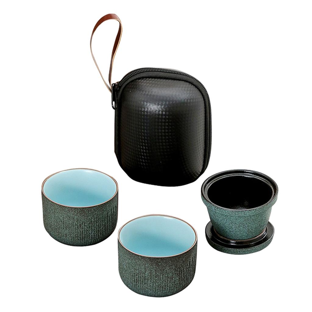 Portable Travel Ceramic Tea Pot Set Ceramic Gongfu Porcelain Tea Infuser Tea Set Travel Tea Set for Office Travel Picnic Adults