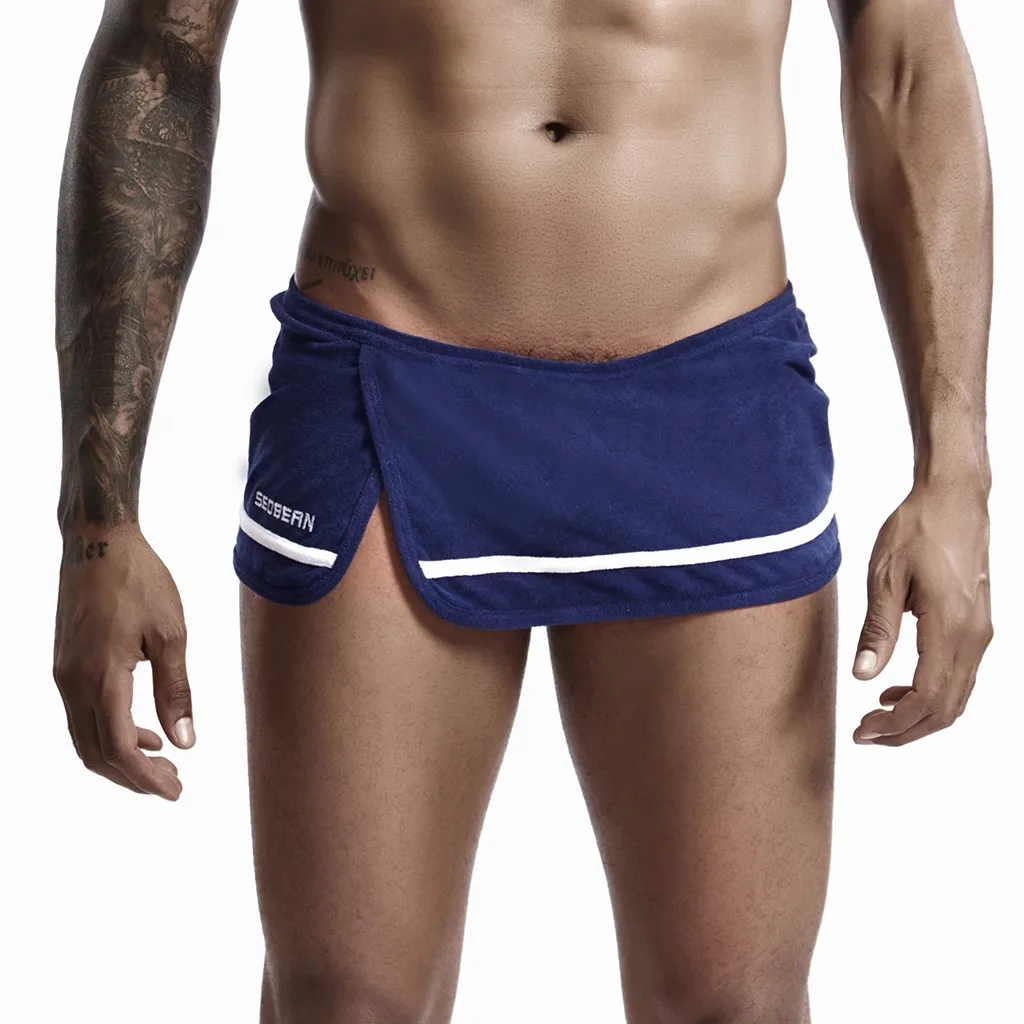 smart casual shorts New Men's Solid Color Shorts Skirt Men’s Towel Sweat Pants Wear Home Sexy Pajama Home Sports Vintage Sleepwear Lounge Shorts mens casual shorts