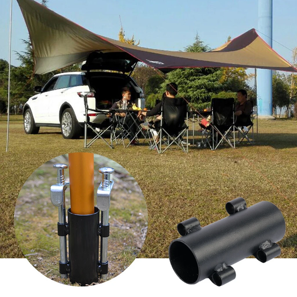 Camping Tarp Building Rod Holder Fits for below 33mm Poles Outdoor Picnic Awning Poles Holder Windproof Tarp Poles Fixed Lock