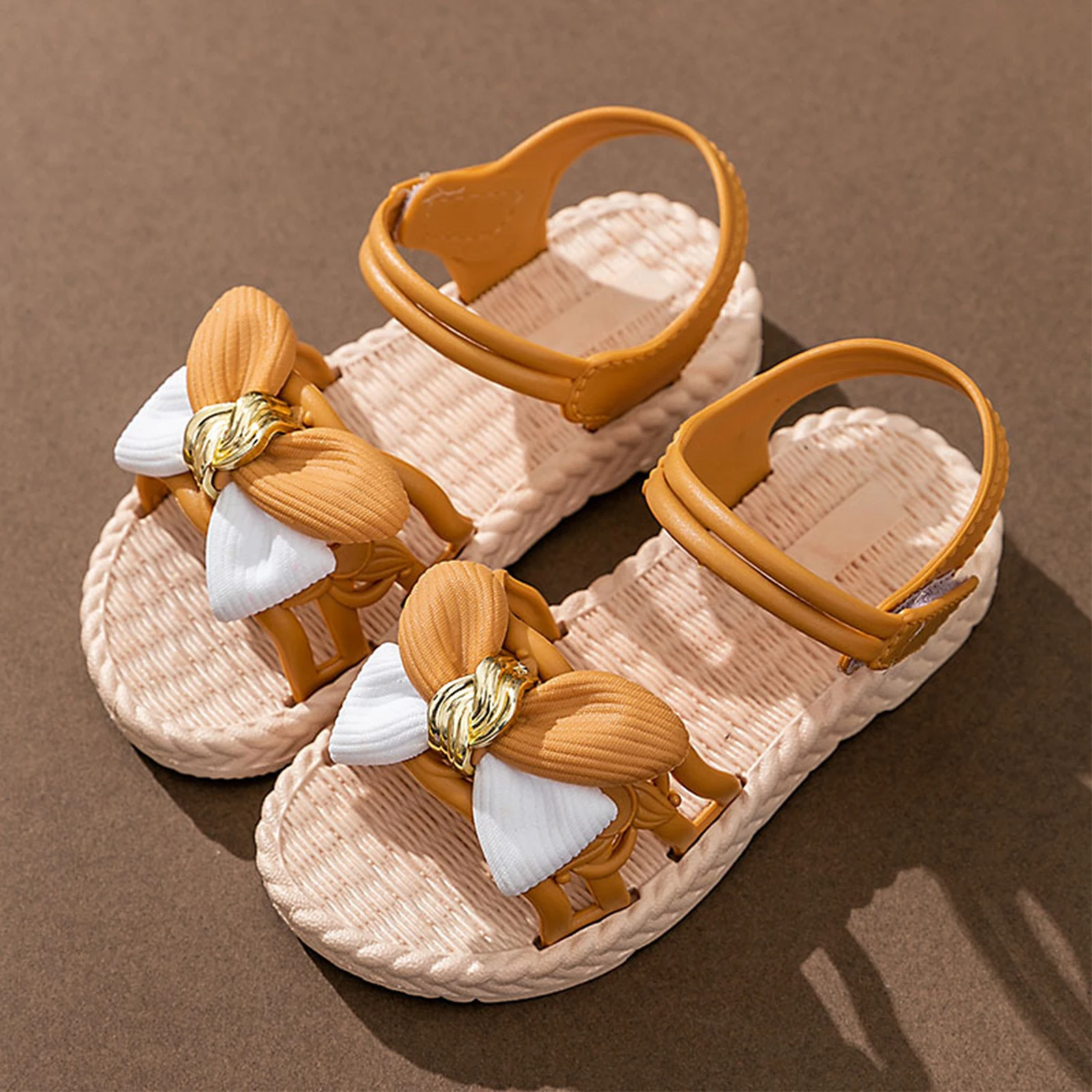 best leather shoes 2022 Girls Soft Sole Princess Sandals for Summer Bow Knot Decors Hollow Out Flat Shoes Pink/ Blue/ Brown extra wide fit children's shoes