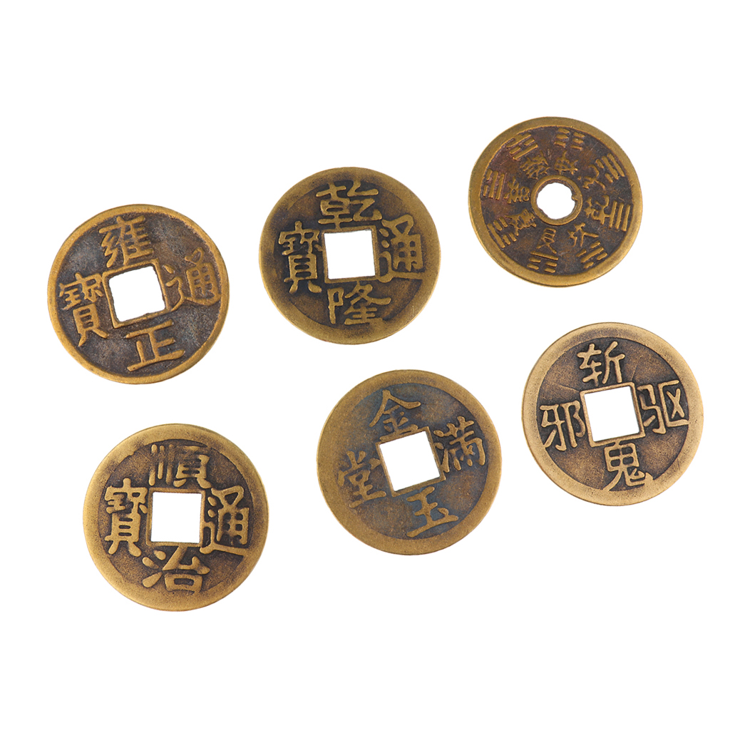 Set of 6 Feng Shui Coins Chinese I-Ching Coins Fortune Coin 4.2cm (1.65'')