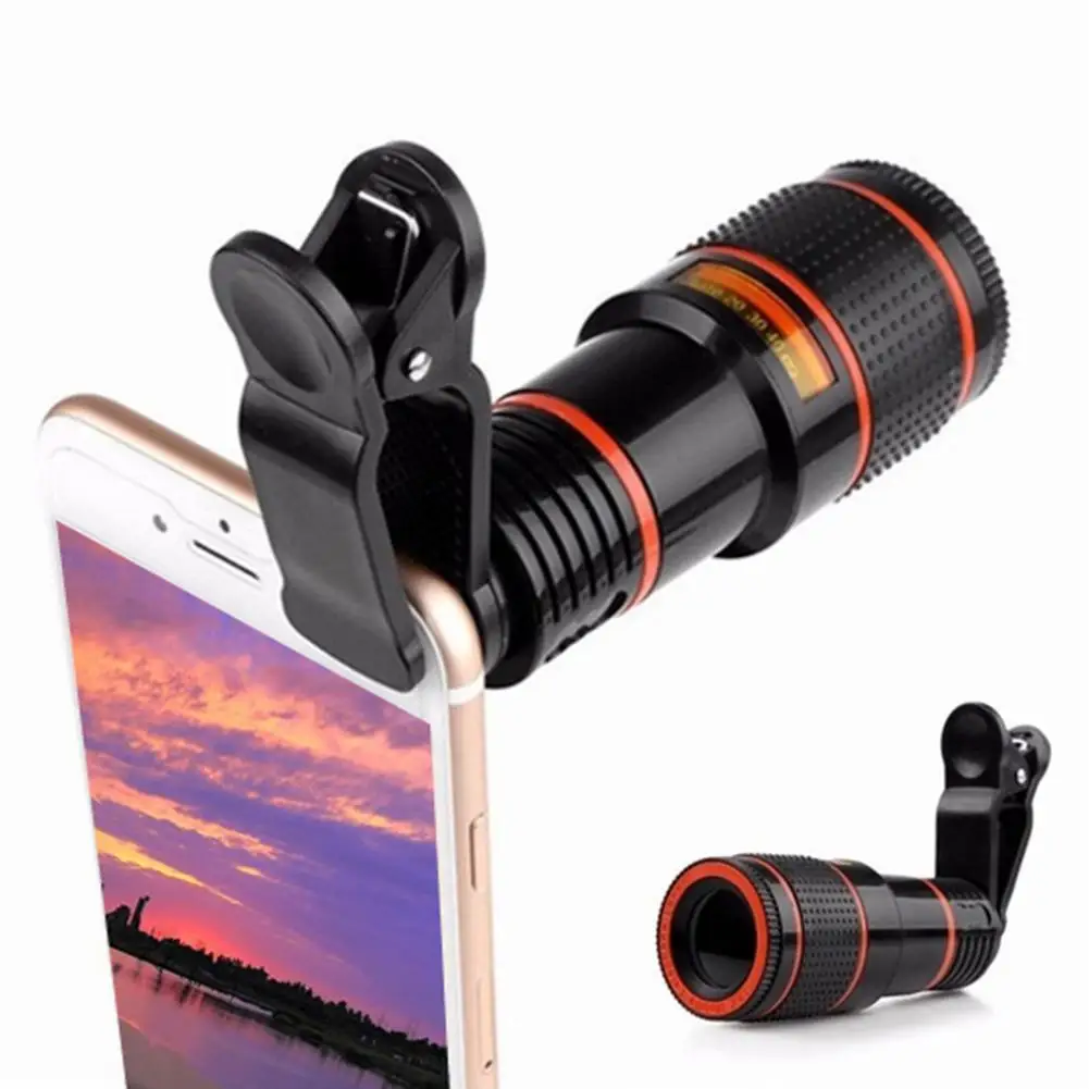 Jullyelegant Objectif Zoom Optique Universel 20x avec téléobjectif pour téléphone Portable DSLR avec Clip pour iPhone/téléphone Noir 