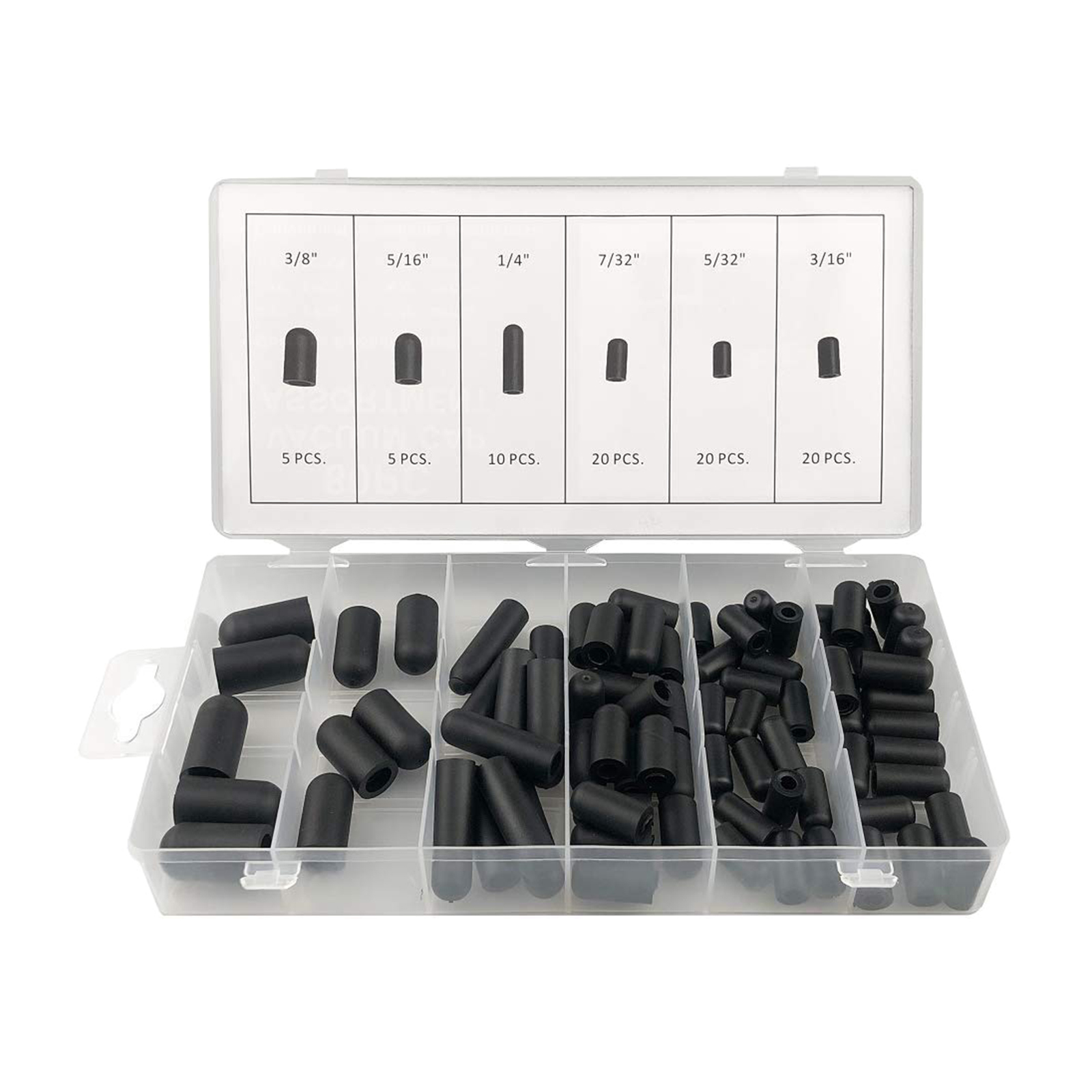 80Pcs/Set Rubber Vacuum Cap Assortment SET 5/32