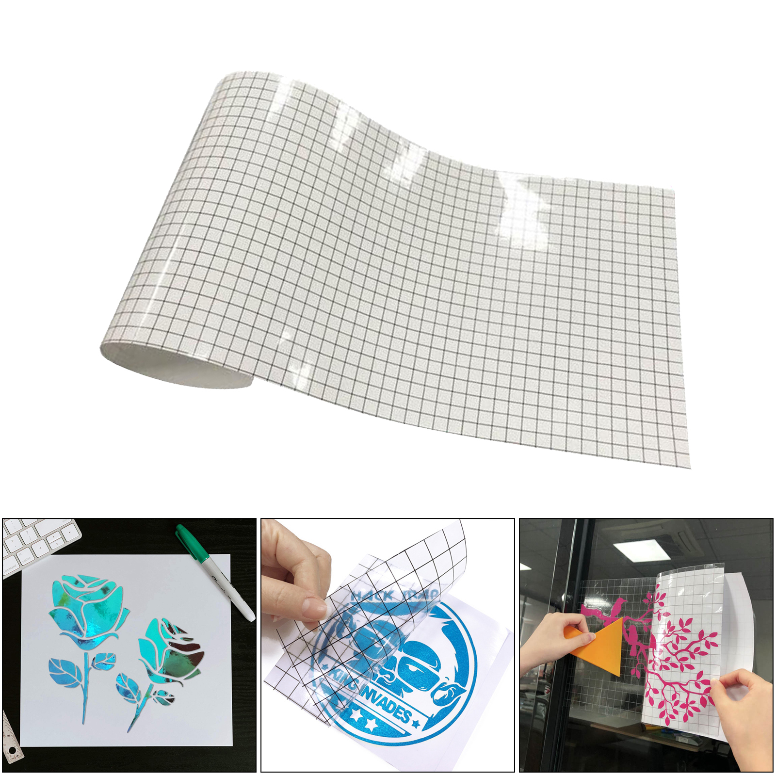 Transfer Tapes for Vinyl - 100x100cm with Grid Clear Vinyl Transfer Tape for Adhesive Vinyl, Perfect for Cricut