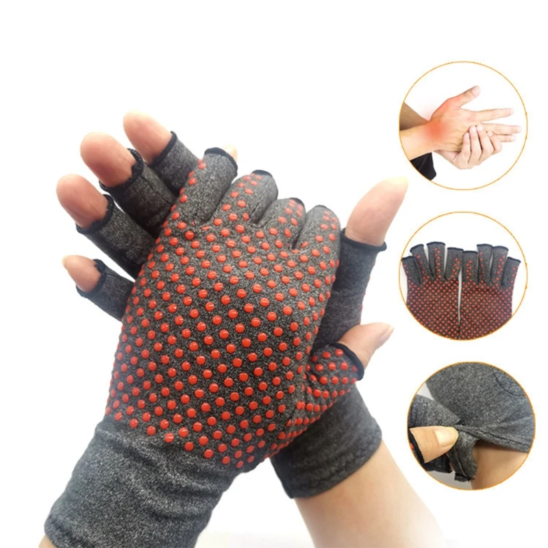 Compression Arthritis Fingerless Gloves Wrist Support Joint Pain Relief Hand Brace Magnetic Therapy Heating Mittens