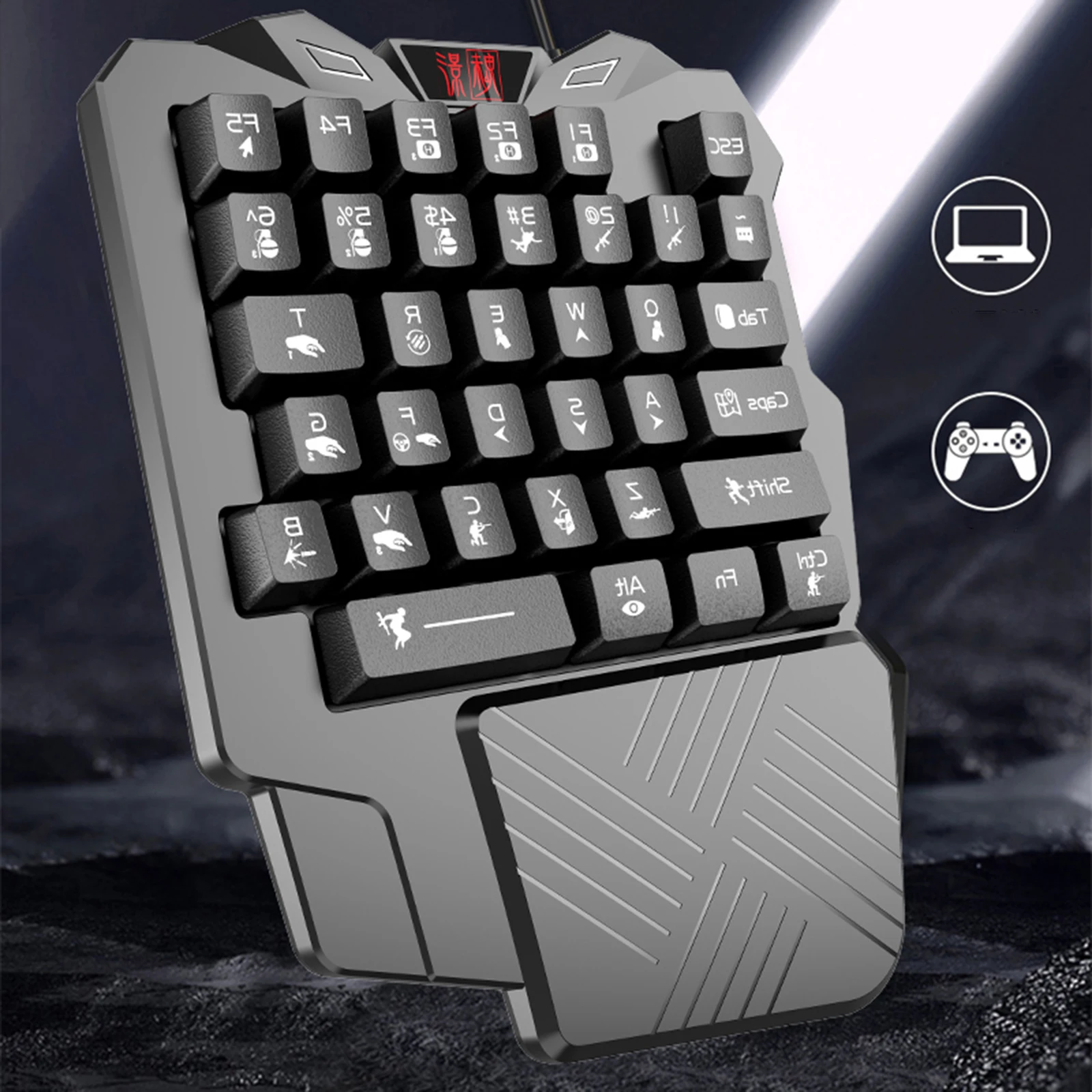 Mini Single Hand Professional Gaming Keyboard 35 Keys USB Wired for PC Games