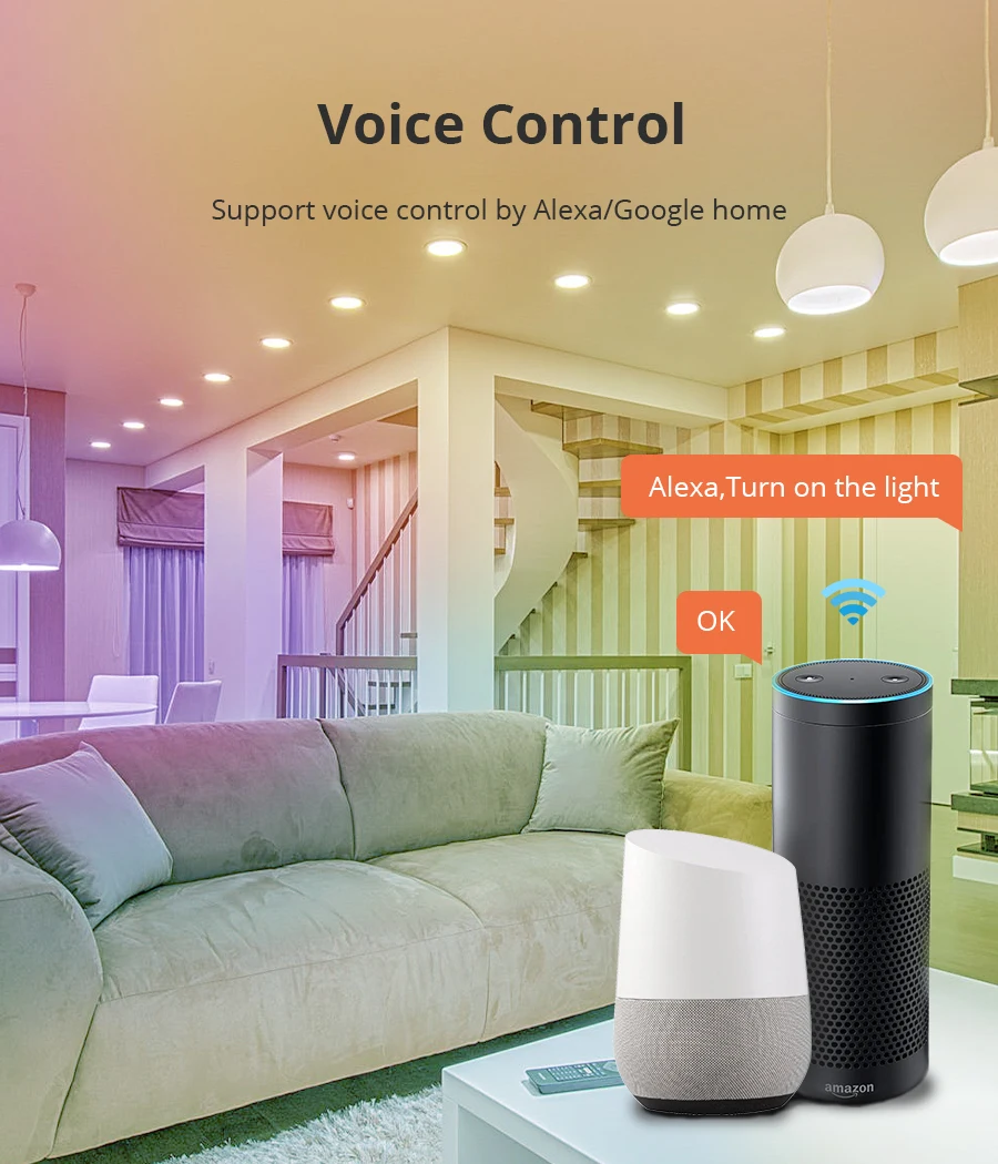 Quadrado, Alexa, Google Home, Controle de Voz