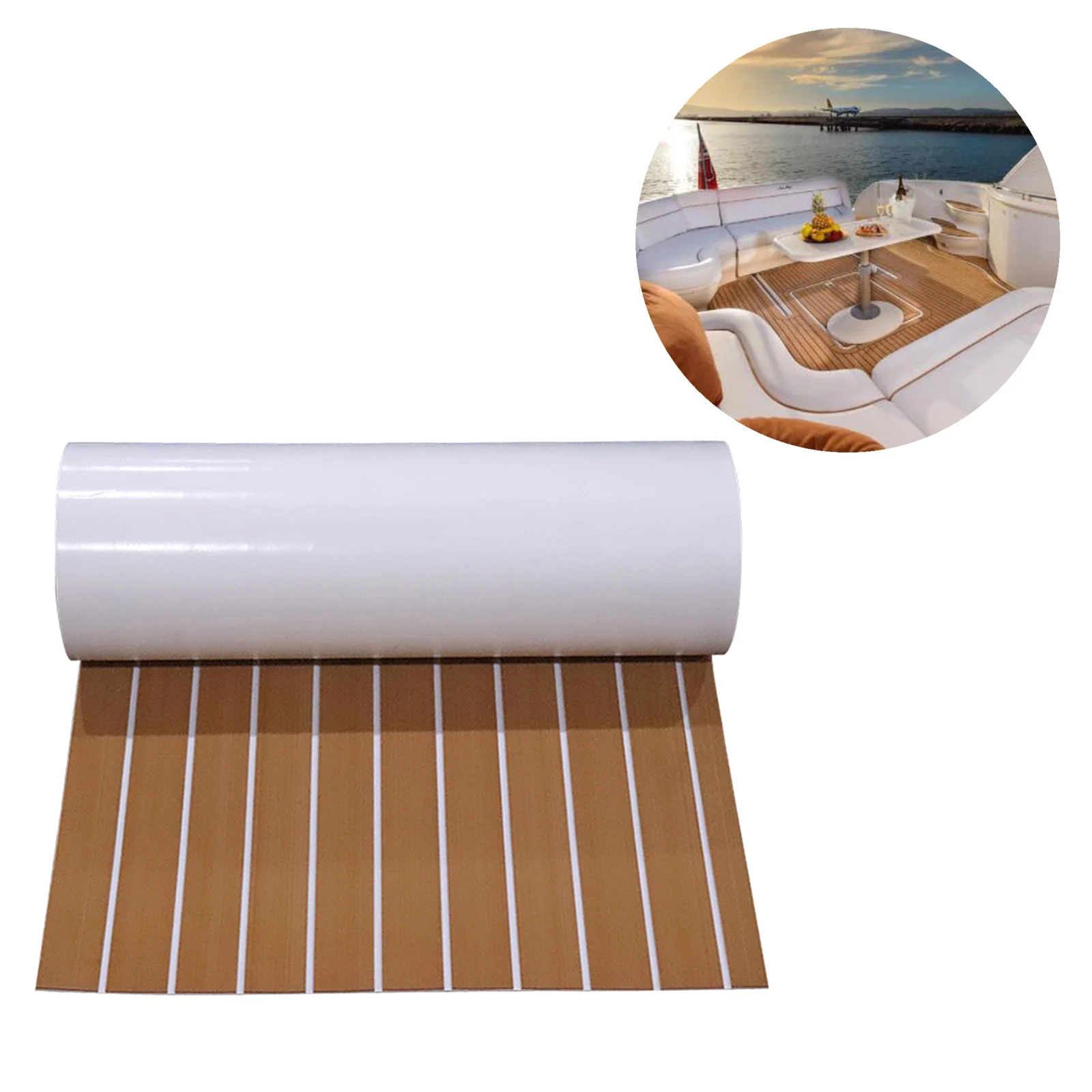 Brown Decking Sheet Yacht Flooring Protect The Surface Comfortable Self-Adhesive Flooring Mat EVA Foam Fit for Kayak Vehicle RV