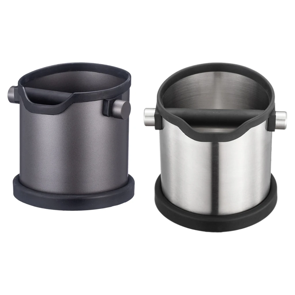 Portable Stainless Steel Espresso Coffee Knock Box Container Waste Bucket for Coffee Maker Detachable Base Removable Non-Slip