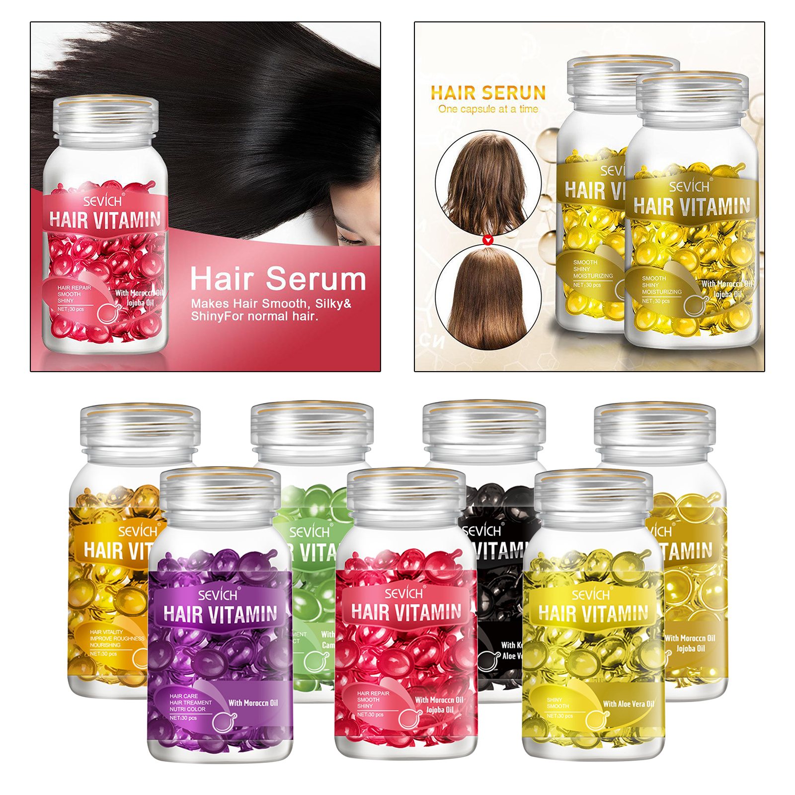 Hair Treatment Anti Frizz Smooth Silky Hair Vitamin Serum Capsule Essence
