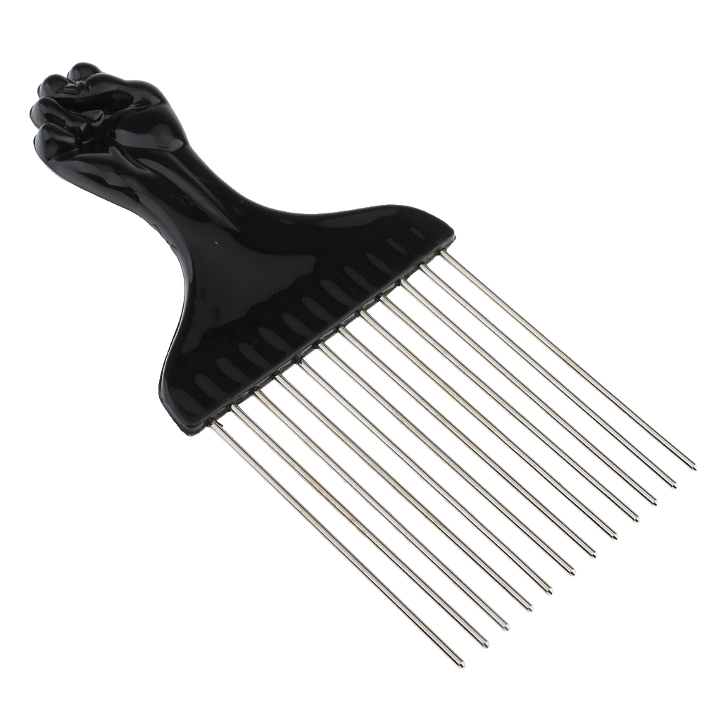 Wide Teeth Metal Afro Comb Insert Curly Hairbrush Hair Fork Pick Comb Stainless Steel Salon Hair Cutting Styling Barbers Comb