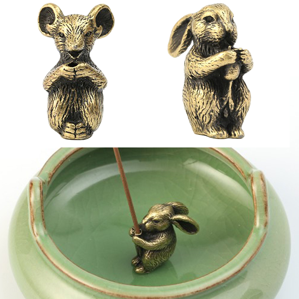 Pack 2pcs Pure Brass Incense Stick Holder for Home Massage Chinese Shenxiao