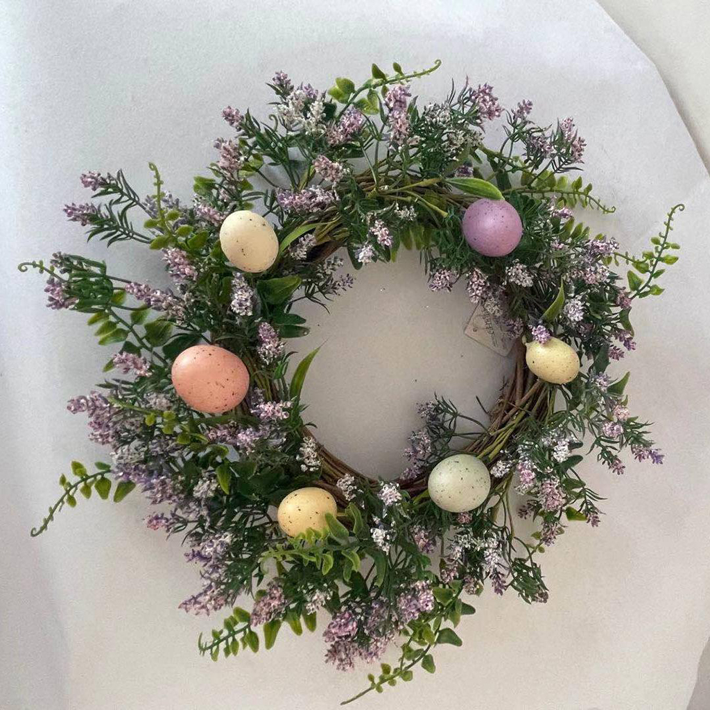 35cm Easter Wreath Easter Eggs Decoration Rattan Artificial Flower Ring Home Door Hanging Garland Spring Easter Party Decor
