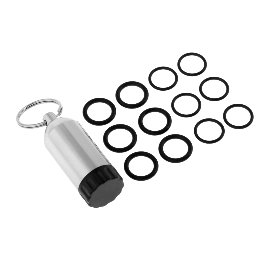 Functional Mini Aluminum Scuba Snorkeling Diving Tanks with 12 O Rings Brass Pick Dive Key Ring for Underwater Emergency Access