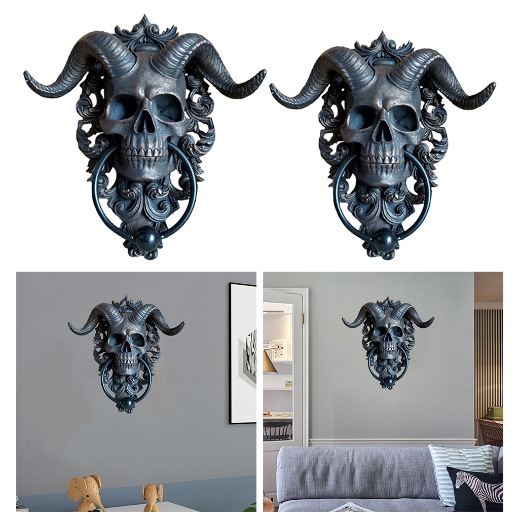 Satan Sheep Skull Head Wall Mounted Decor Resin Sculpture Ornament Crafts