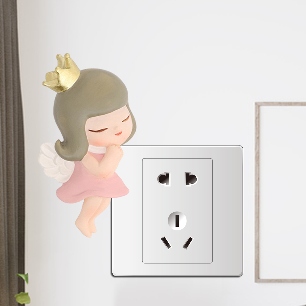 Resin Wall Sticker Decorative Bedroom Angel Switch Decor Paster Nursery Room