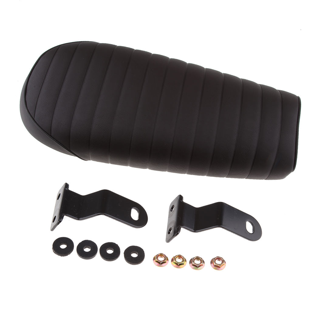 64cm Saddle Flat Cafe Racer Vintage Seat Cushion with Mounting Bracket