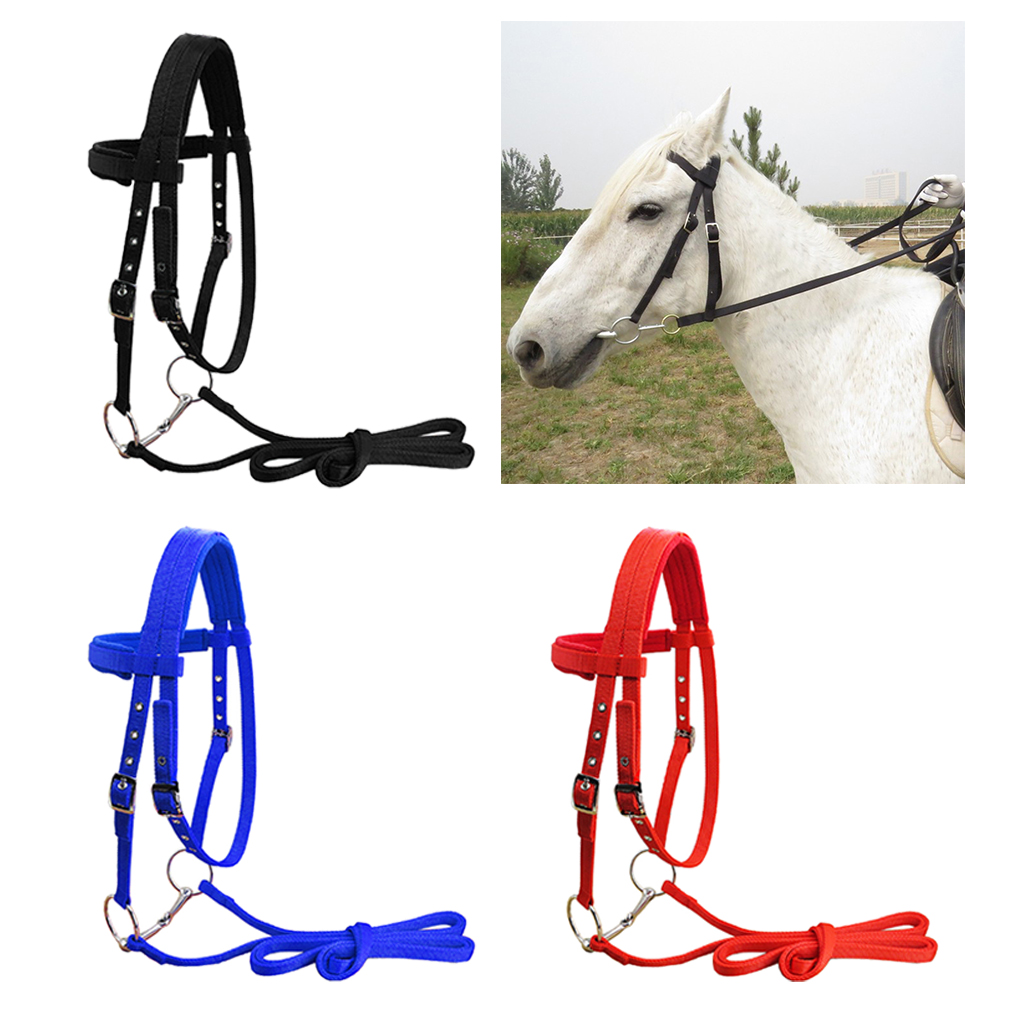 Soft Nylon Horse Bridle Harness Headstall Removable Snaffle Thickened Halter Equipment For Horse