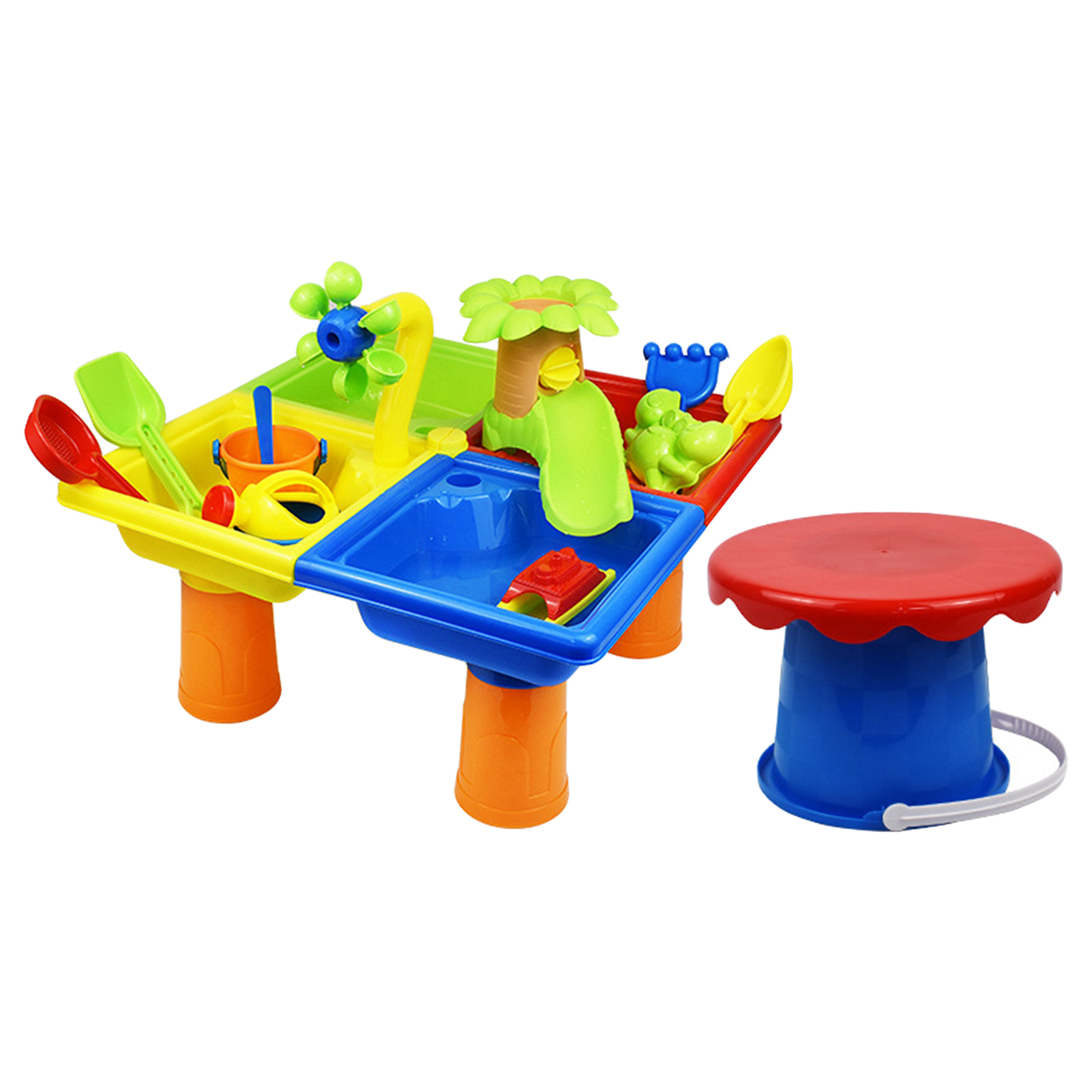 2 in 1 Kids Sand Water Table with Tools Toddlers Indoor Outdoor Sandbox Sand Table Sensory Table Beach Toy Birthday Gifts