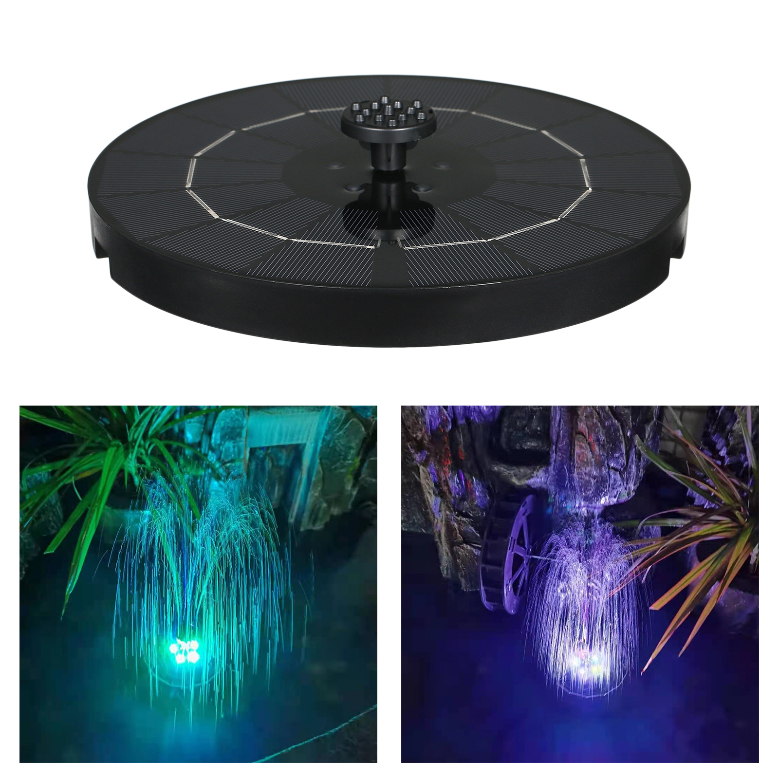 Solar LED Lights Fountain Pump for Bird Bath Garden Landscape Water Cycling