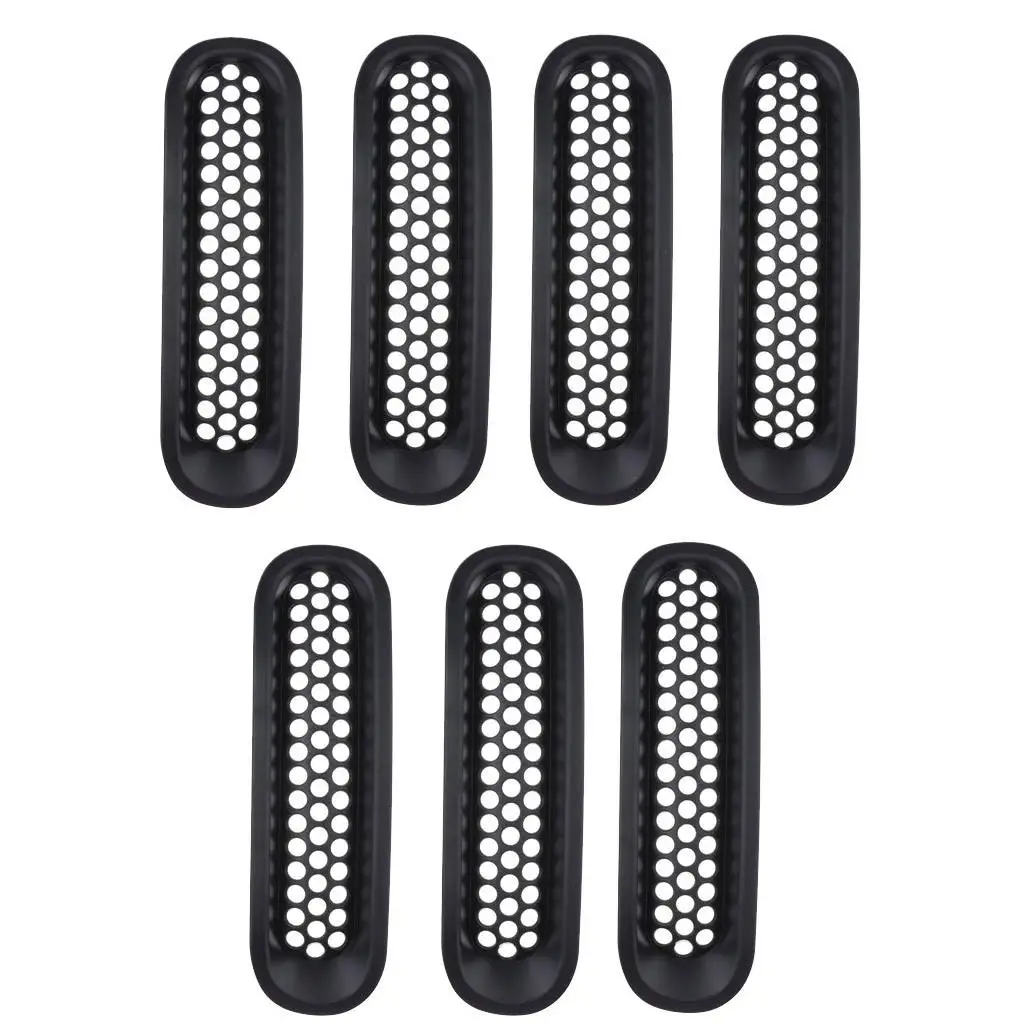 Front Grill Guard Black ABS Grille Insert Cover Trim for Jeep JK Wrangler&Wrangler 2007,2008,2009,2010,2011,2012,2013,2014,2015