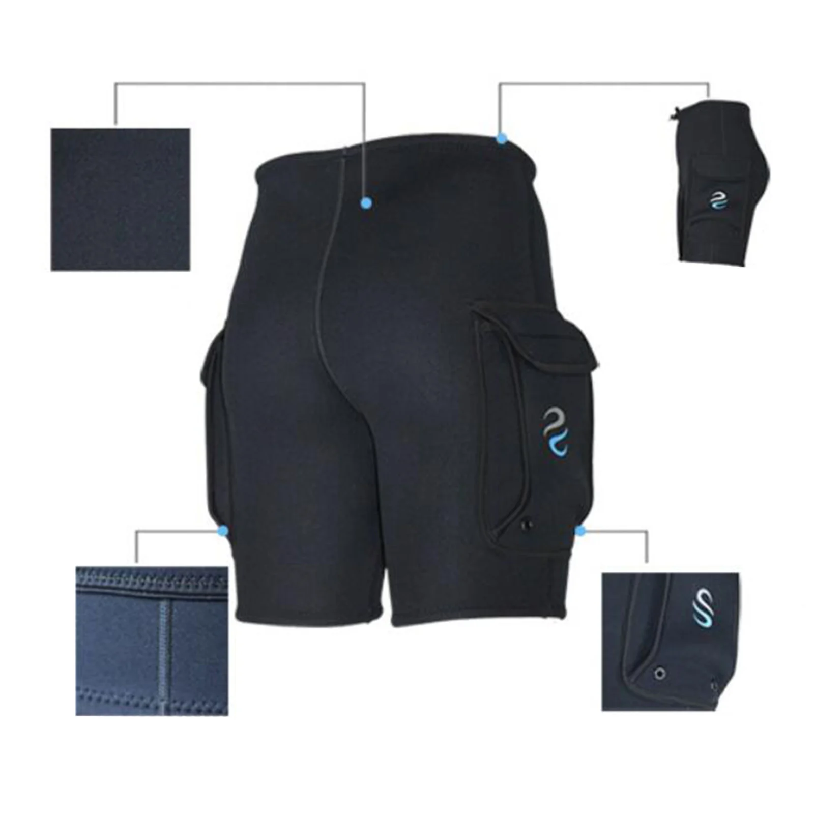 Men 3mm Neoprene Wetsuit Shorts Scuba Diving Surfing Swimming Short Pants Pocket 