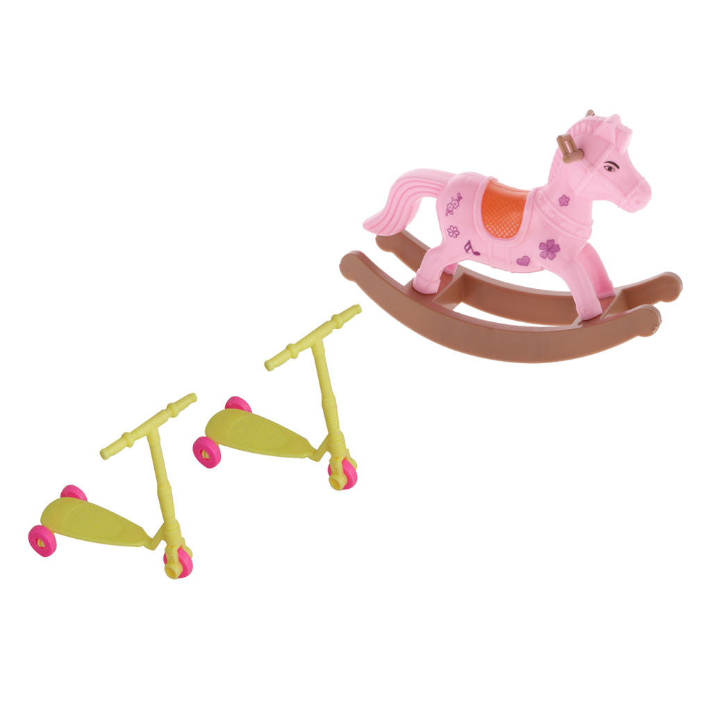 1/6 Toddler Cradle Bed+Stroller Pretend Toy for Dolls House Baby Room