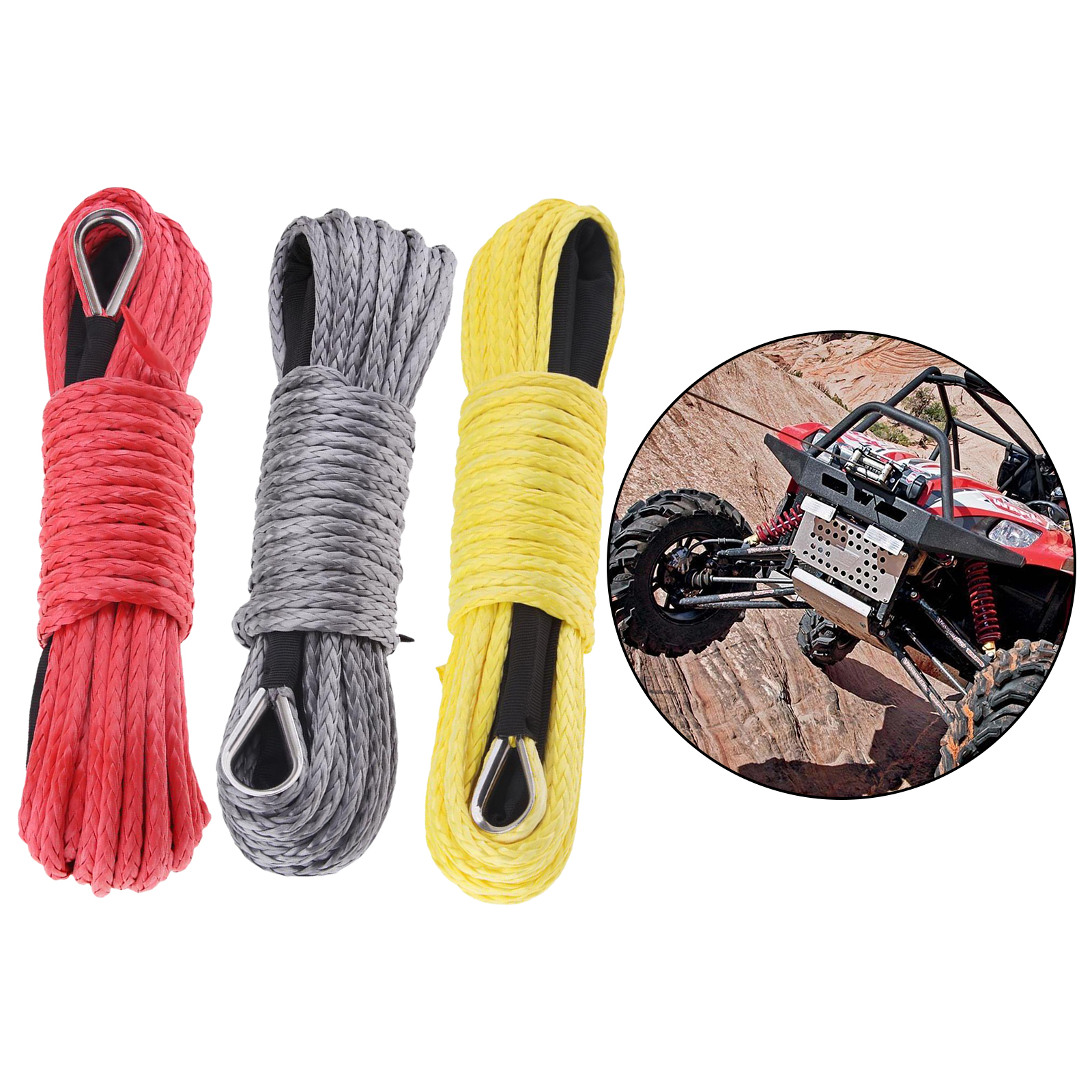 1/4 inch x 50 ft 7700LBs synthetic winch line cable rope sheath atv utv,