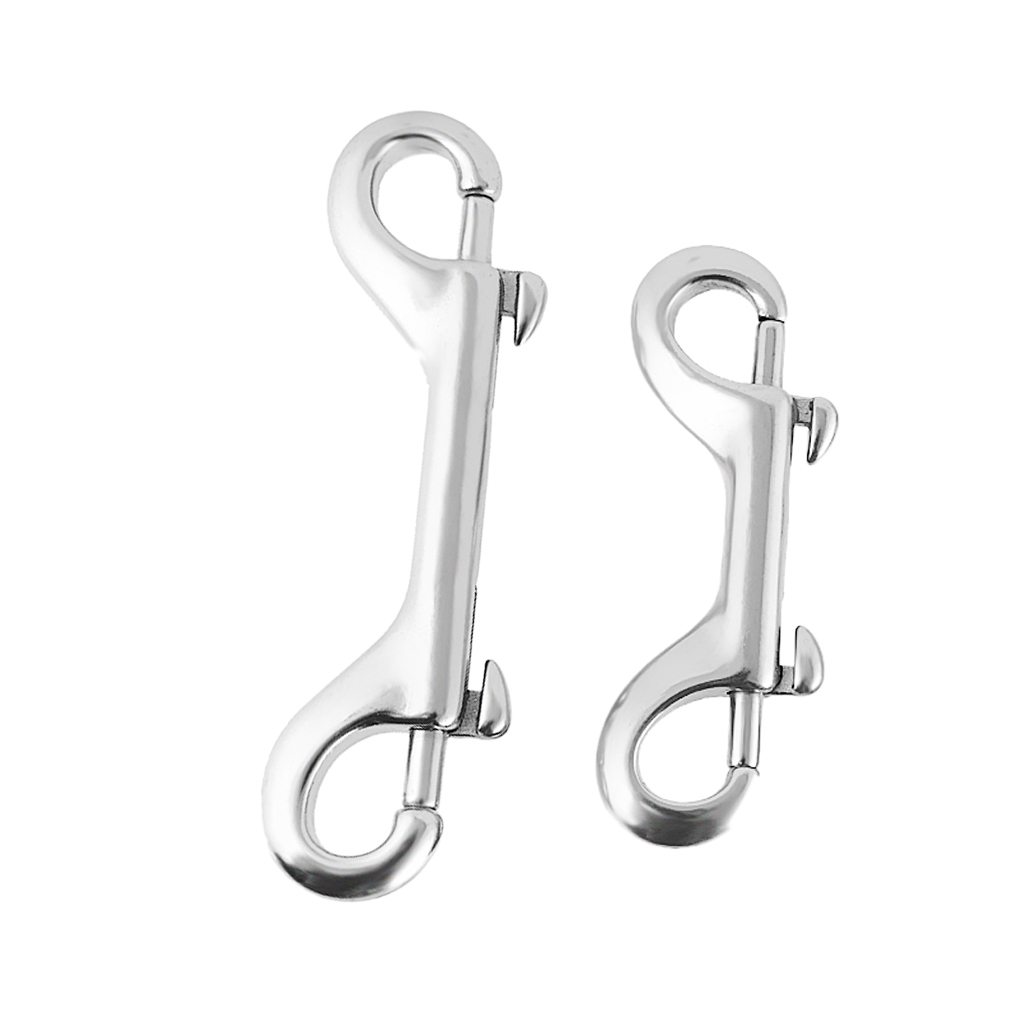 MagiDeal 2 Pieces Stainless Steel Scuba Diving Double End Snap Hooks Buckle Metal Clip for Heavy Duty Projects Secure Rope