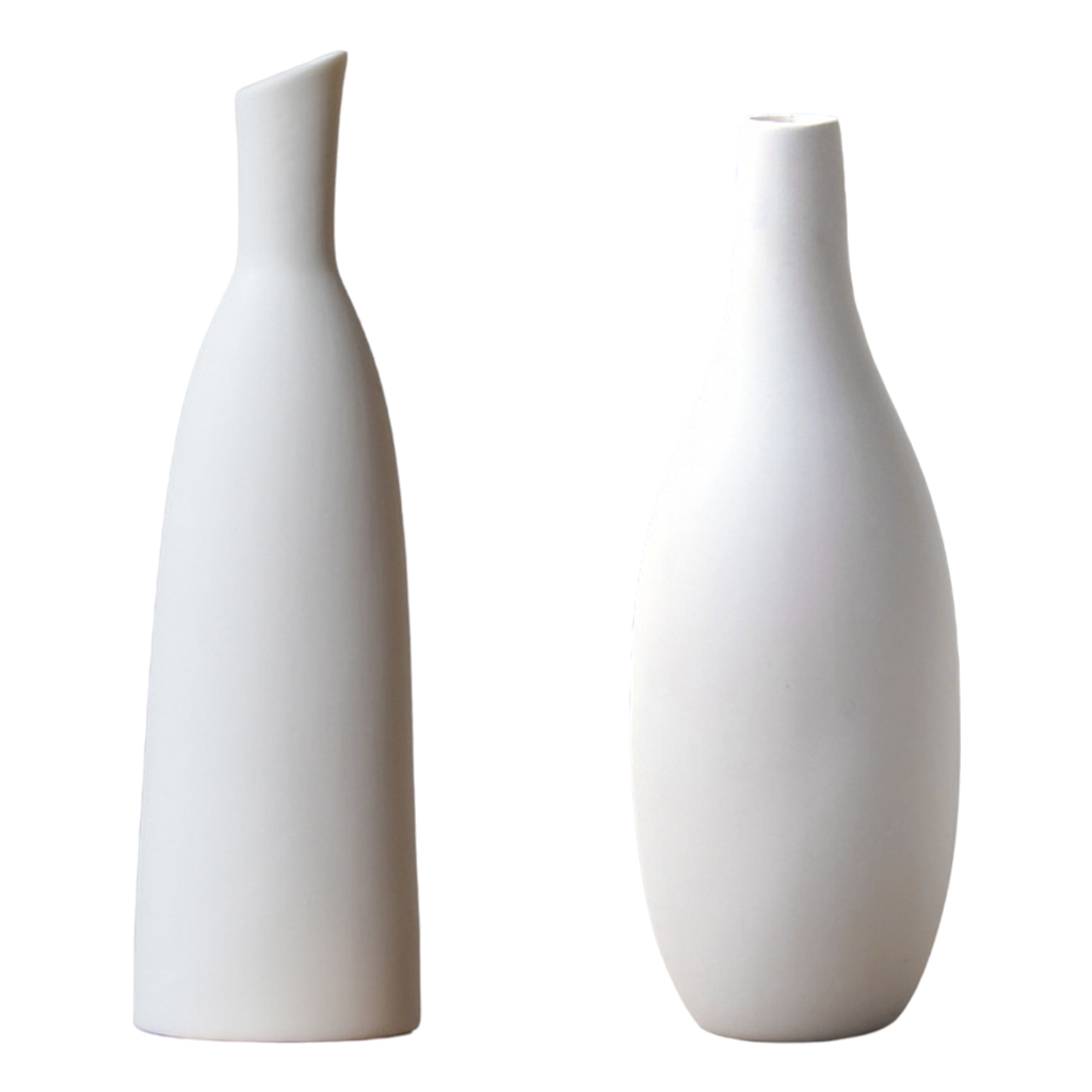 Nordic Ceramics White Flower Pot Statue Sculptures Figure Plant Dried Flowers Hydroponic Pot Crafts Living Room Decor