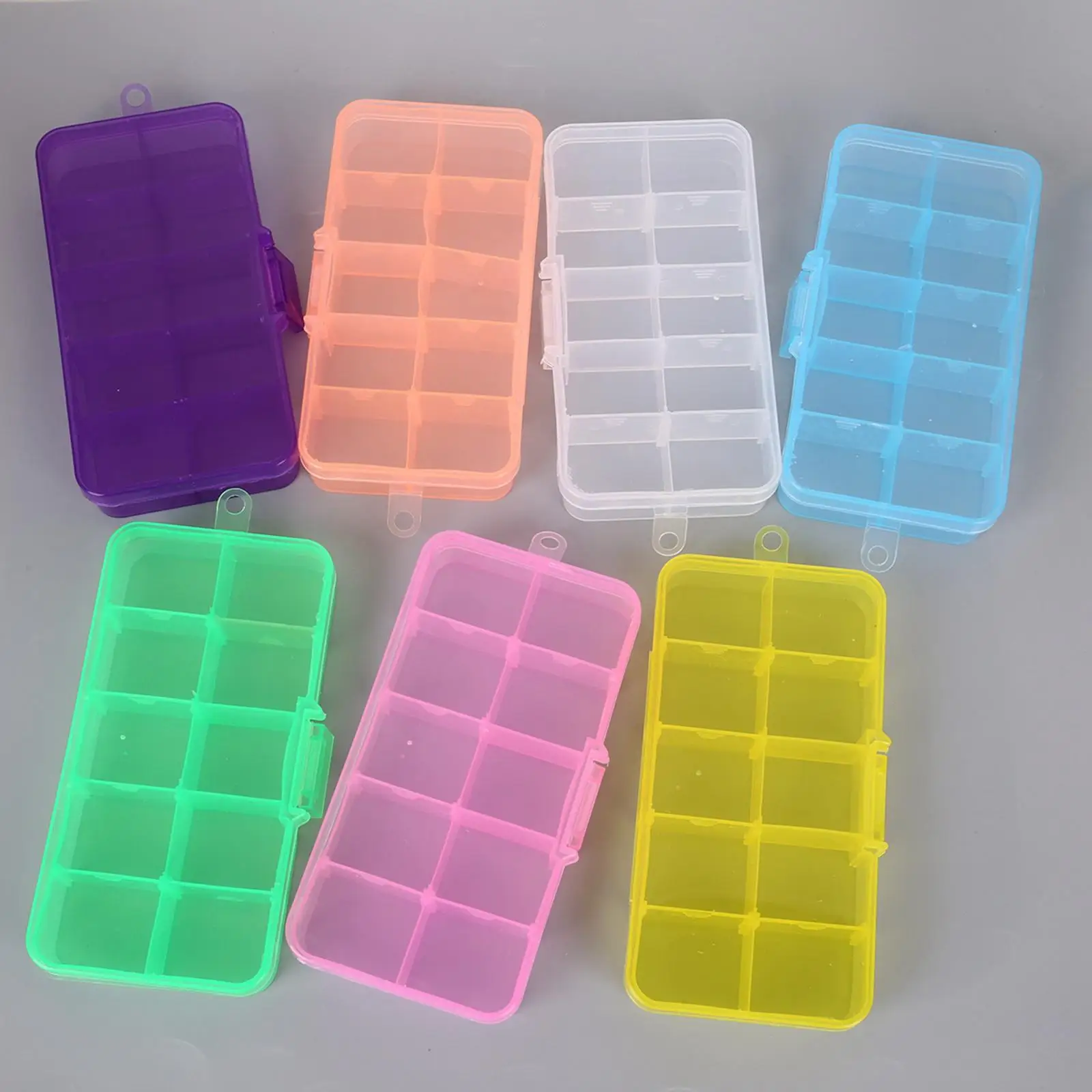 10 Slots Plastic Storage Jewelry Box Case Portable Compact Sturdy for Women