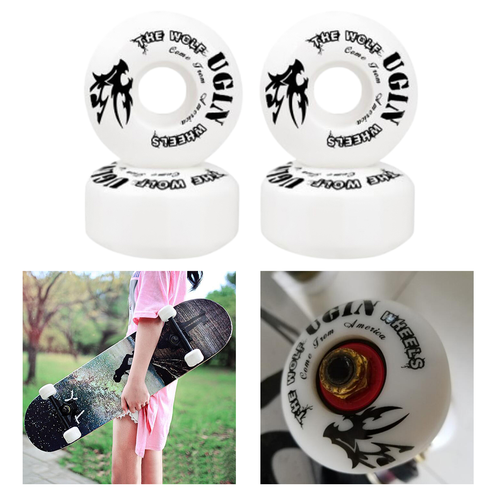 4Pieces Skateboard Wheels Set Replacement 95A Roller Cruiser Repair Wheel