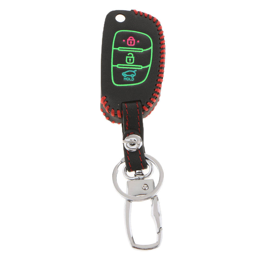 Authentic Leather Remote Smart Key Protector Bag with Key Chain for HYUNDAI 14 MISTRA,15 ELANTRA,15 SANTA,13-15ix35,15 ix25