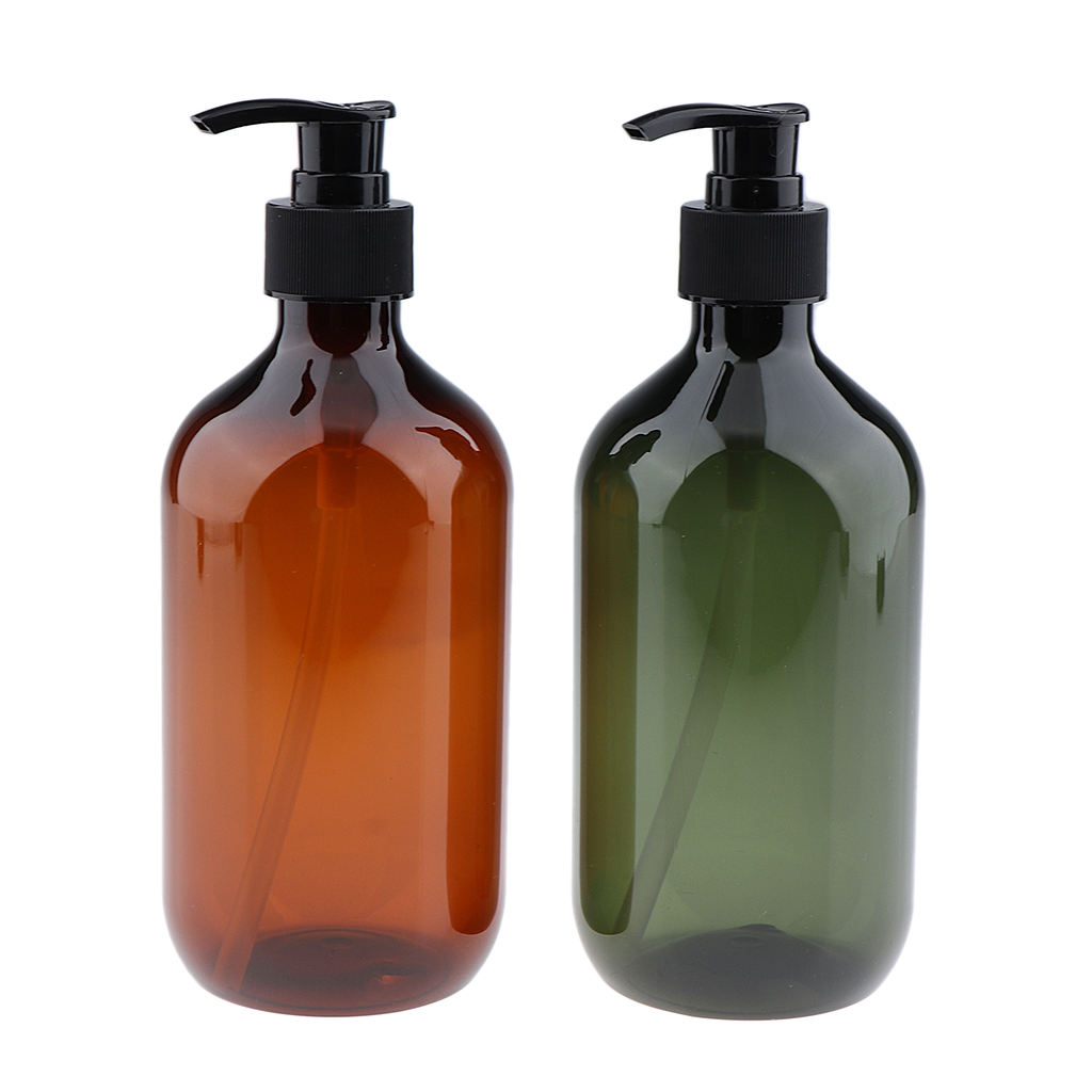 2Pcs Empty Translucent PET Shampoo Conditioner Refillable Pump Bottles Containers 500ml