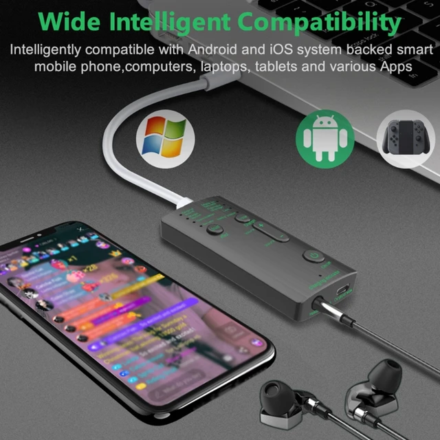 Changeur de voix portable portable 7 modes Carte son Changeur de voix pour  console de jeu Pc Phone Laptop