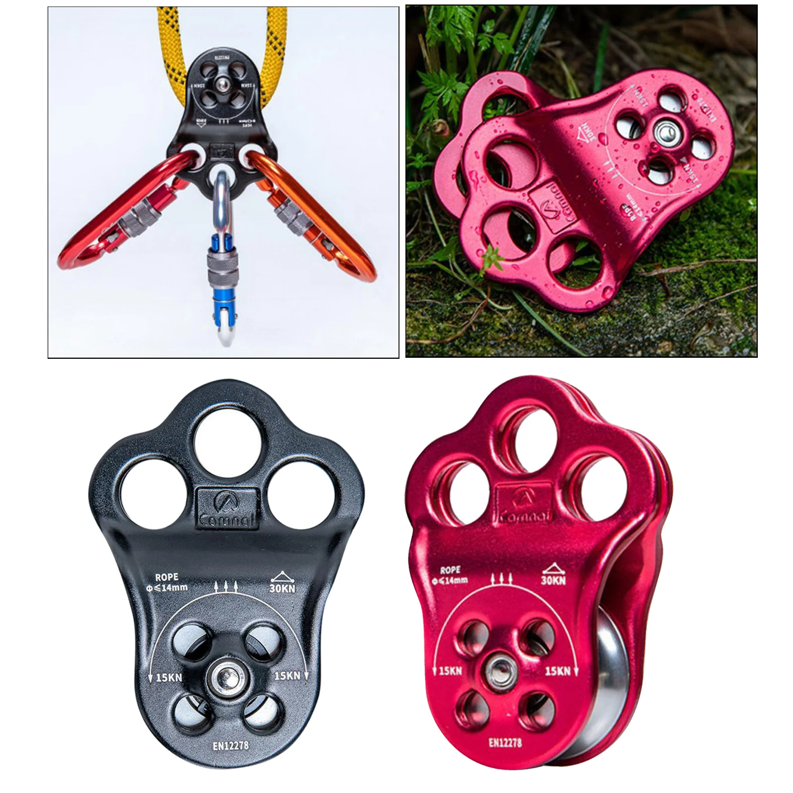 Rock Climbing Pulley Fixed Sideplate Single Sheave Pulley Outdoor Survival High Altitud  Hauling Pulley Gear
