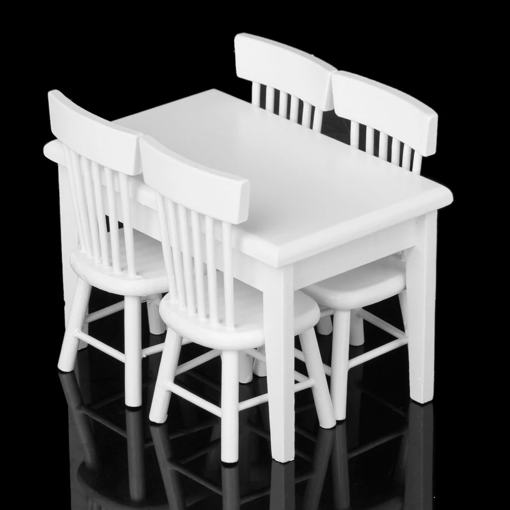 1:12 Dollhouse Miniature Dining Table Chairs Set Garden Furniture Decoration